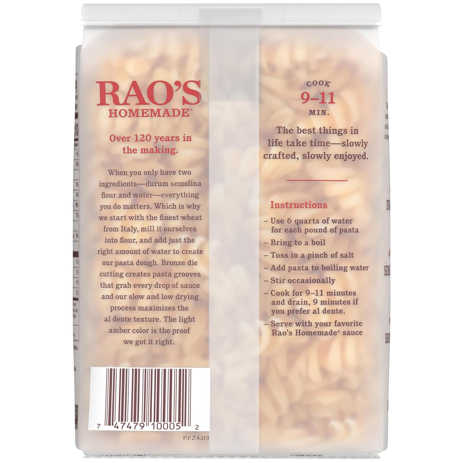 Rao's Homemade Farfalle Pasta, 16 Oz Bag