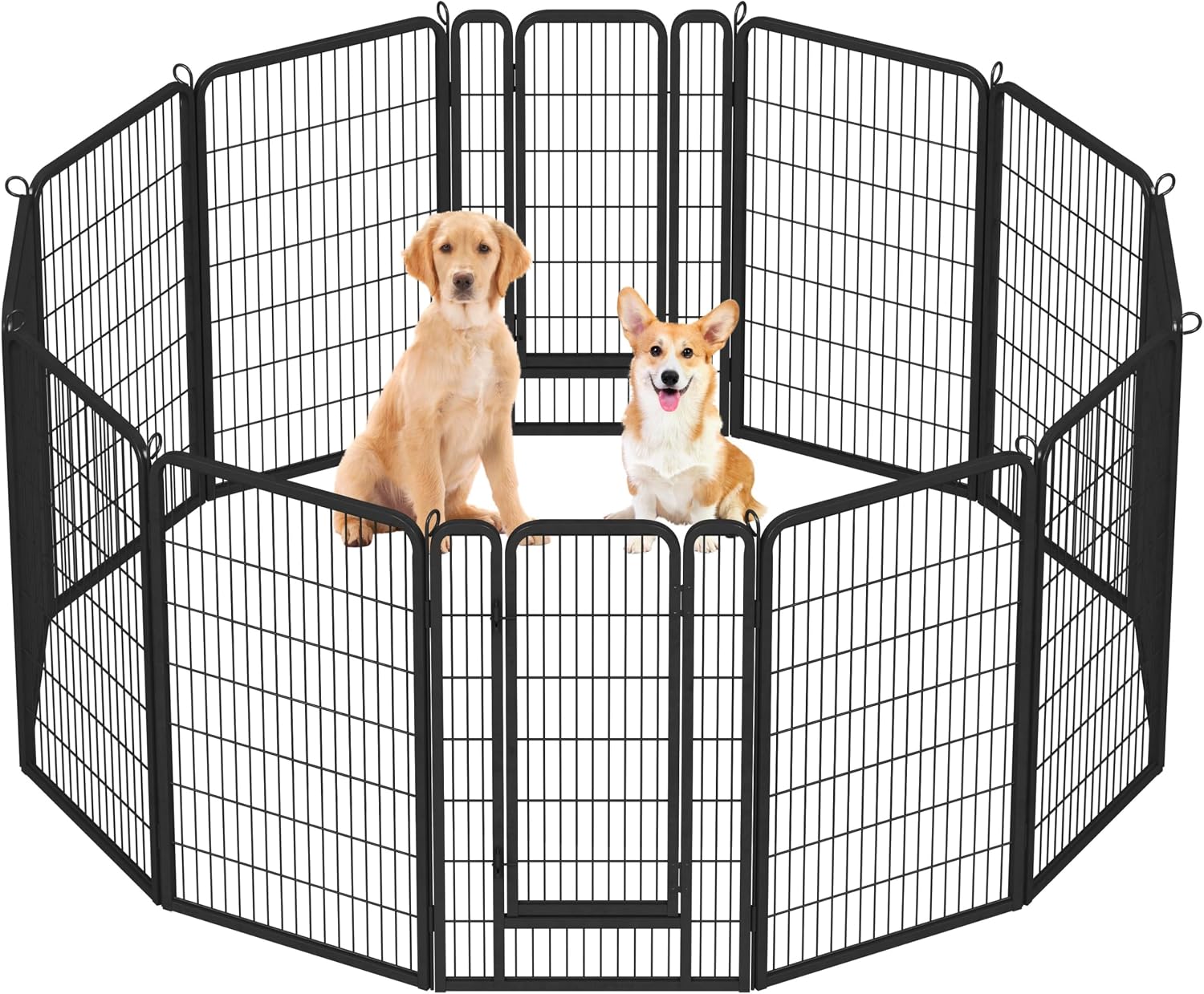 Yaheetech Dog Playpen 24in 16 Panels Pet Fence for Indoor Yard RV Camping | Easy Setup, Heavy Duty Rustproof Frame with Secure Latch Door, DIY Layouts,Foldable Storage, for Puppies & Small Dogs