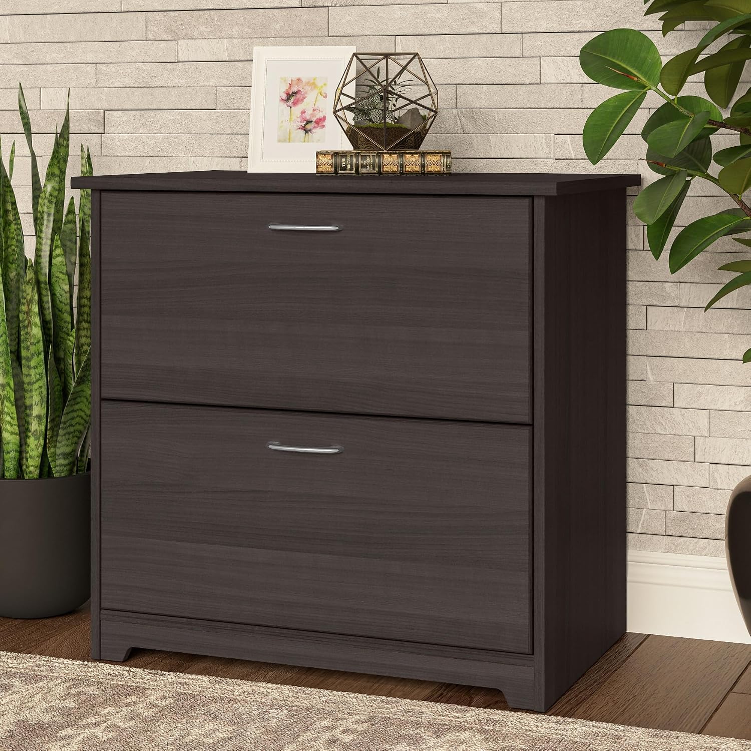 Bush Home Cabot 2 Drawer Lateral File Cabinet in Harvest Cherry, Home Office Chest for Letter, Legal, and A4-size Document Storage