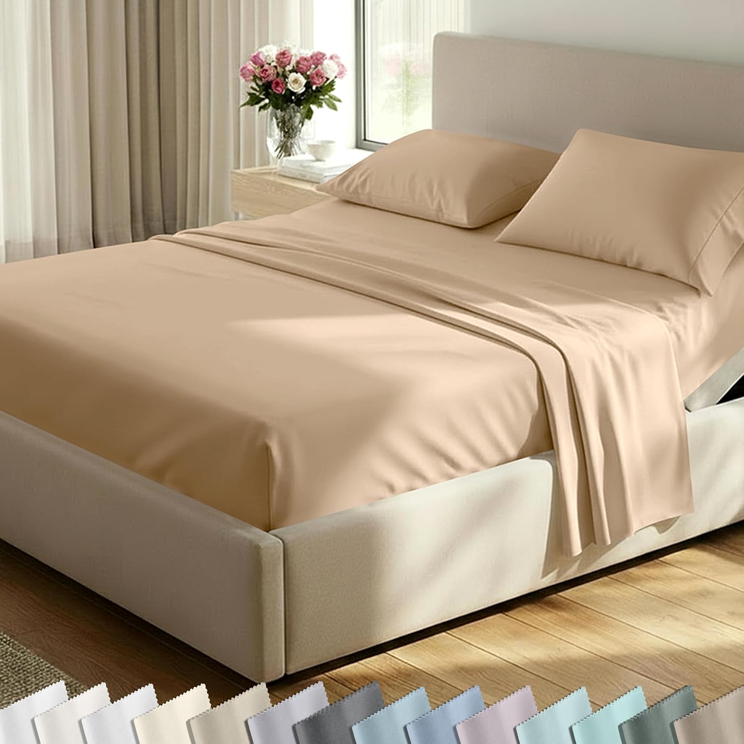 California Design Den Luxury 600 Thread Count Full Size Sheet Sets, Seafoam | 100% Cotton Sateen Backed by Good Housekeeping Seal, Soft & Smooth, 16" Deep Pocket, All-Around Elastic, Durable, Easy Care