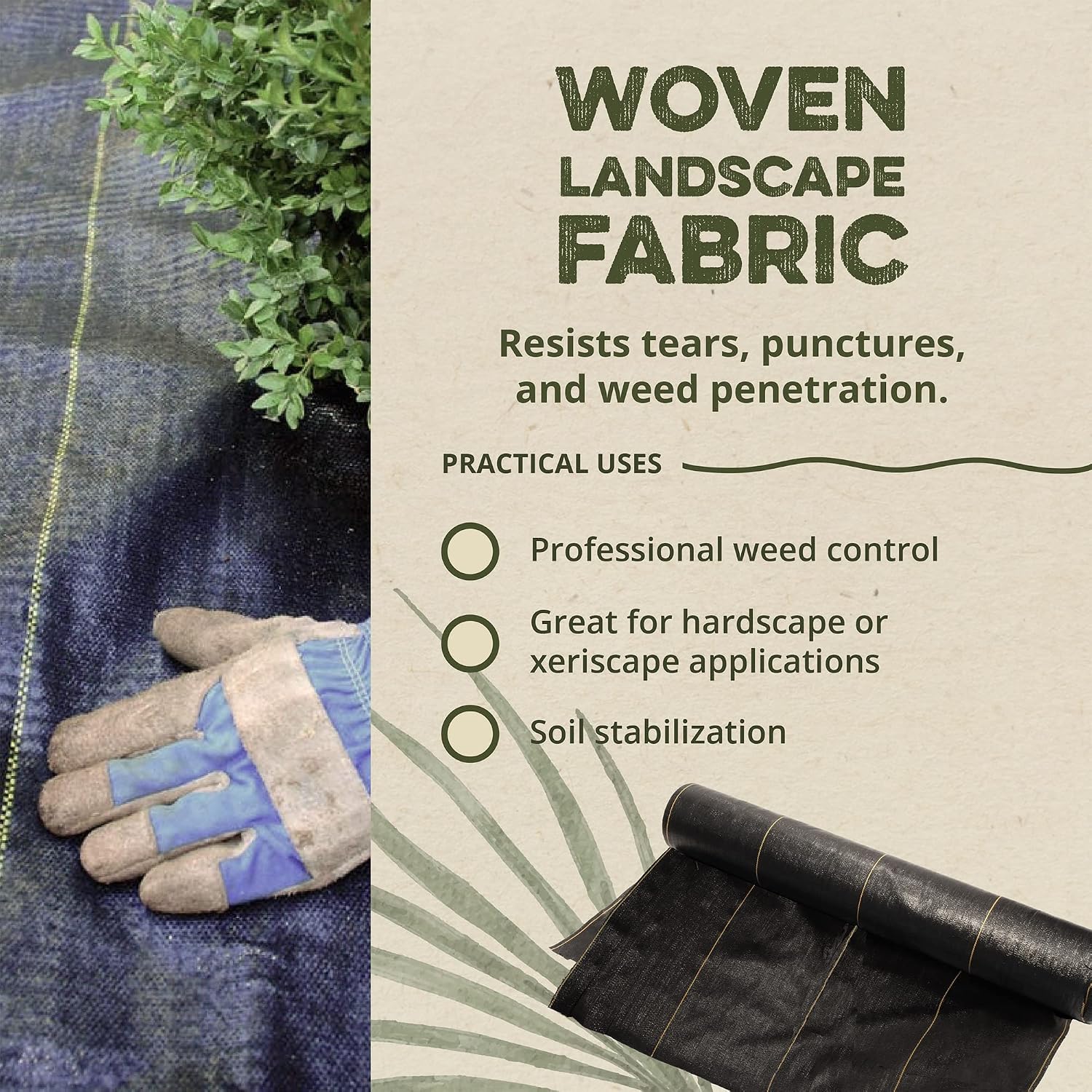 Dewitt Pro-5 Weed Barrier Fabric 5 oz, 6 x 250 Feet – Heavy-Duty | Woven Landscape Ground Cover Mat for Raised Garden Bed, Greenhouse Gardening, Outdoor Landscaping, and Commercial Planting