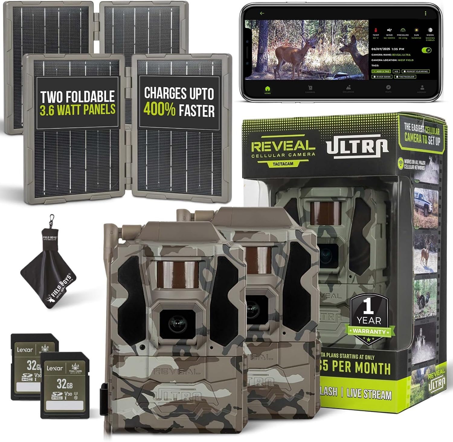 TACTACAM Reveal Ultra Cellular Trail Camera – 4K Photo, 1080P Video, Live Streaming, GPS, Low-Glow/No-Glow Flash