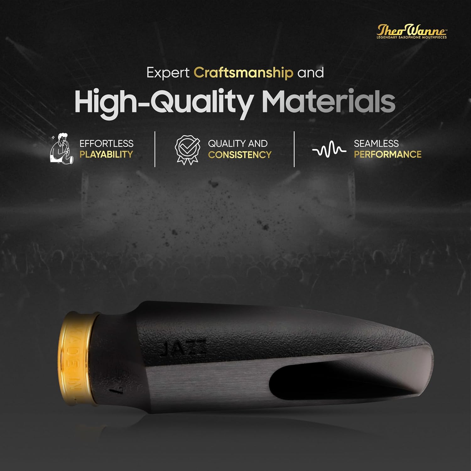 Theo Wanne ESSENTIALS Jazz Alto Saxophone Mouthpiece with Medium Chamber, Roll-Over Baffle & Balanced Tone for Smooth Jazz, Classic & Big Band - Exceptional Clarity Sax Mouthpiece - Size 7 (0.081")