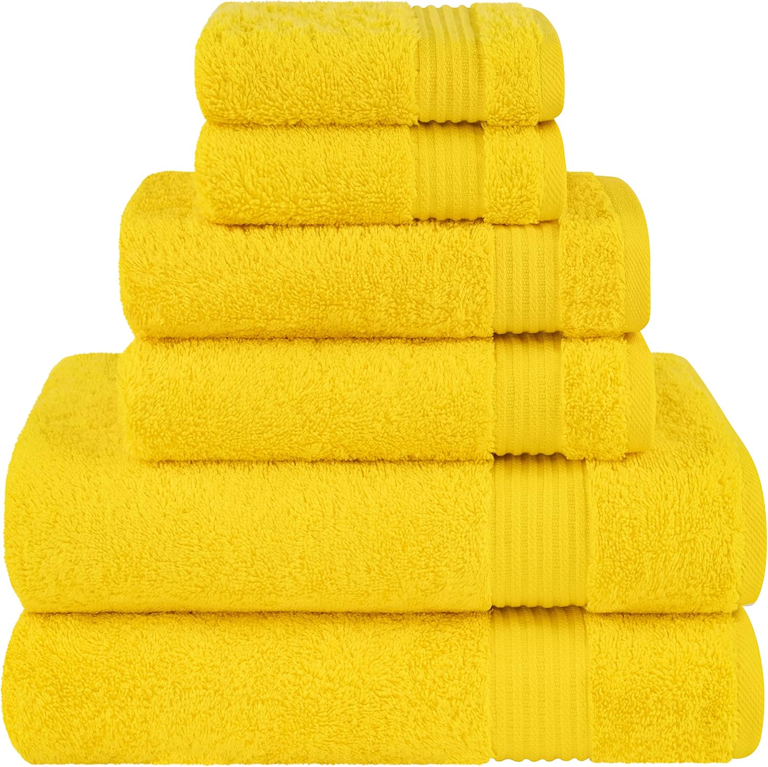 Cotton Paradise Towel Set of 6, 2 Bath Towels, 2 Hand Towels and 2 Washcloths Towels for Bathroom Sets, Smoke Gray