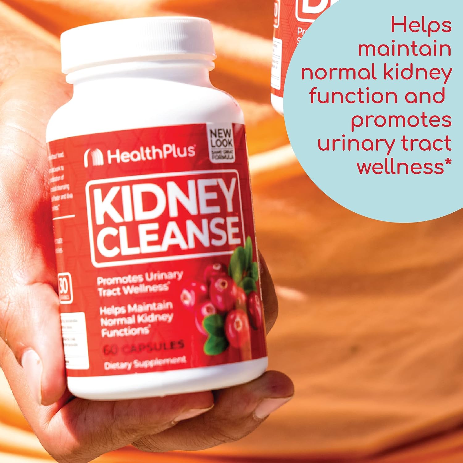 Health Plus Advanced Kidney Cleanse with Cranberry Extract, Turmeric Root and CoQ10, Helps Support Healthy Kidney Function & Urinary Tract Wellness