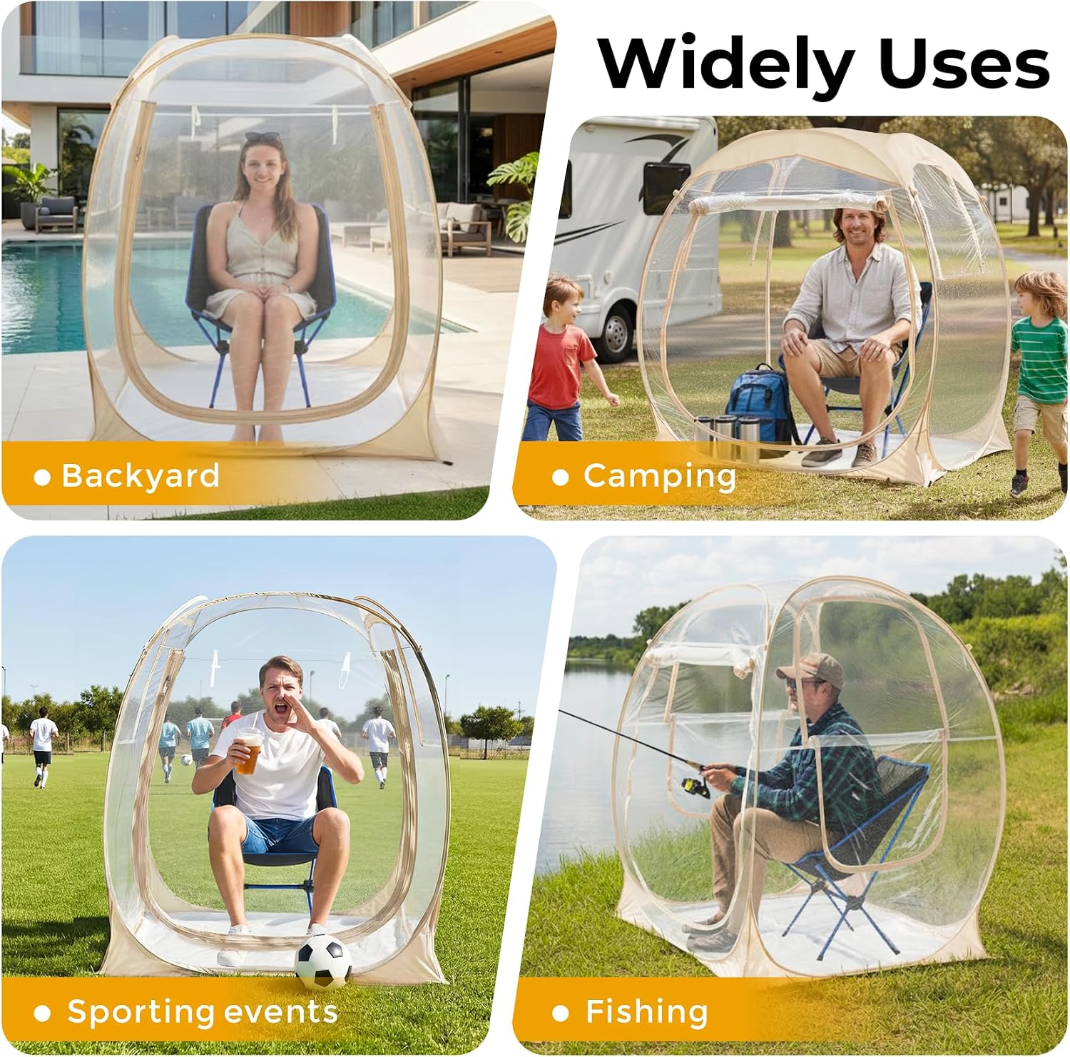 Alvantor® Pop Up Bubble Tent® - 6’ x 6’ Instant Igloo Tent® - 2-3 Person Screen House for Patios - Large Oversize Weather Proof Pod - Cold