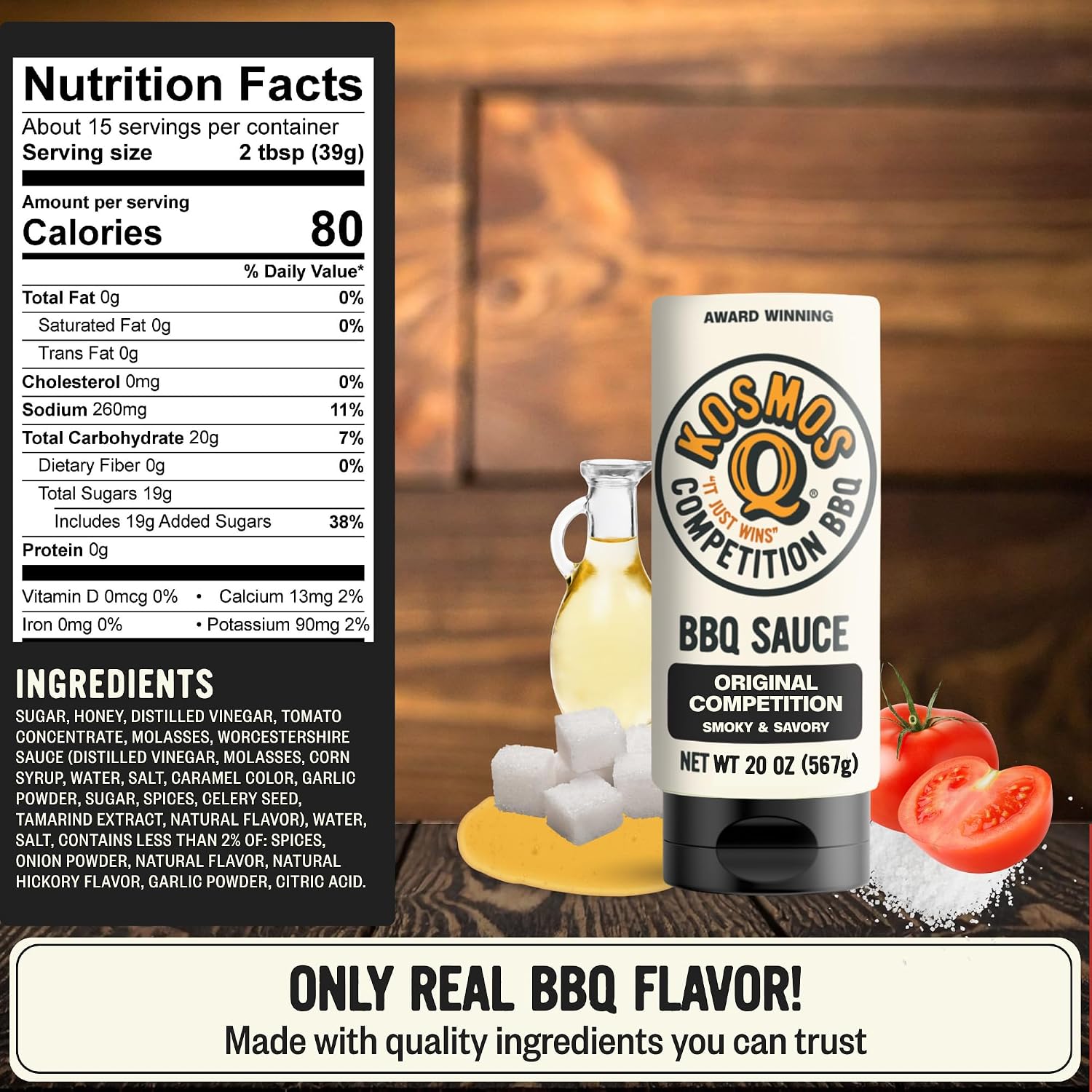 Kosmos Q Sweet Apple Chipotle BBQ Sauce, Tangy Natural Barbecue Sauce with Real Apples & Spicy Chipotle Peppers, Sweet & Spicy Glaze for Pork, Chicken, Ribs & More, Gluten Free, 15.5 Oz Bottle