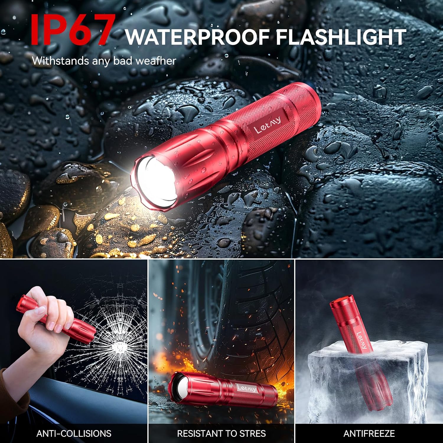 LETMY Tactical Flashlight S2000-2 Pack Bright Military Grade LED Flashlights High Lumens - Portable Handheld Flash Light, 5 Modes Zoomable Waterproof Flashlights for Home Emergency Camping Outdoor