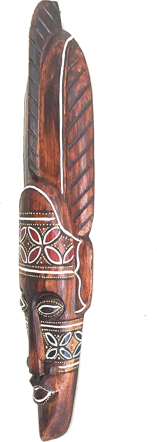 OMA African Mask Wall Hanging Decor Wooden Hand Crafted Tiki Mask God Of Power & Fortune Tribal Home Decor Gift (Power & Fortune)