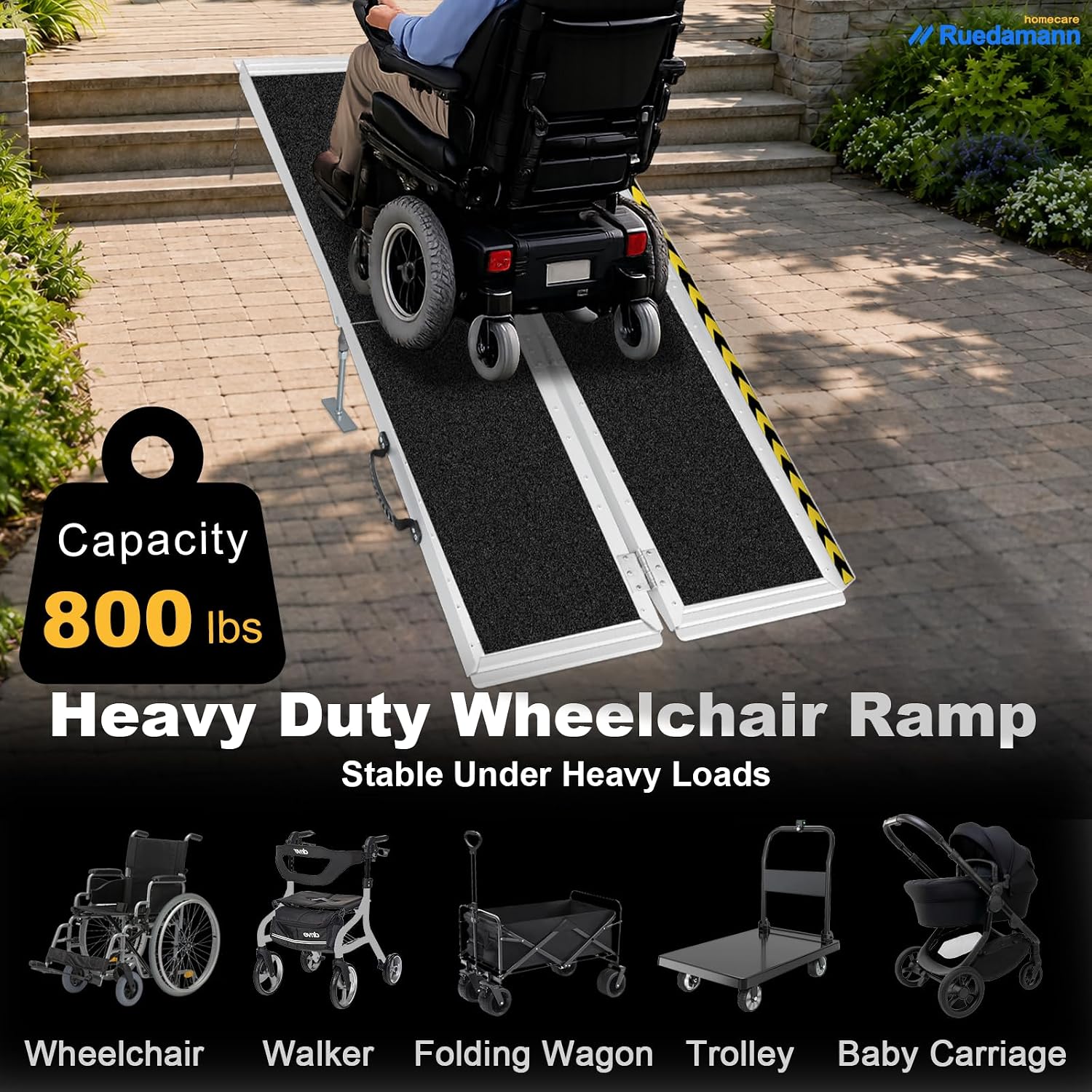 Ruedamann 2 FT Portable Wheelchair Ramp, 30" Wide