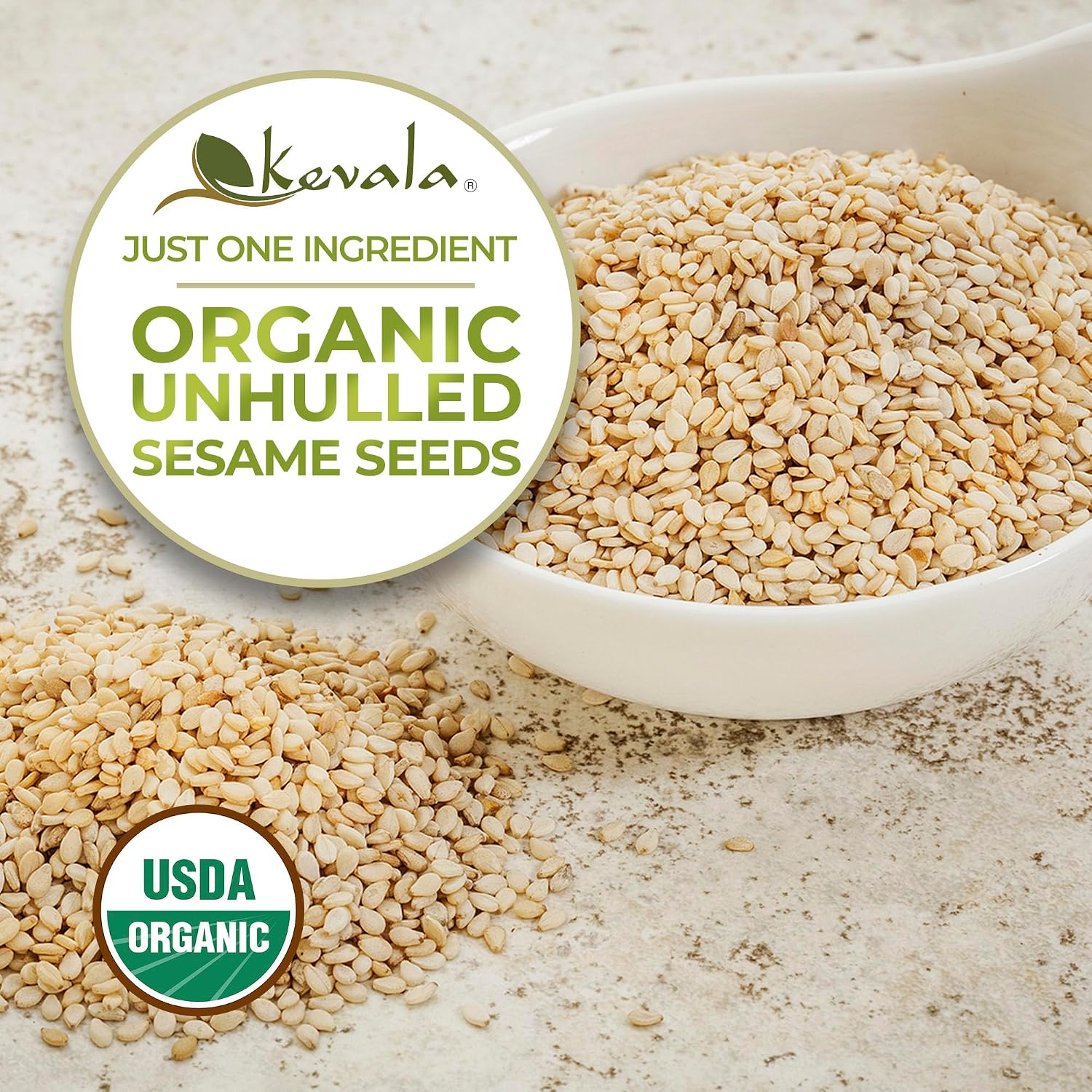 Kevala Raw Sesame Seeds Unhulled: 4 lb, Seeds for Cooking and Baking | Nutritious Snack for Clean Food Lovers, Topping for Pretzels and Bagels