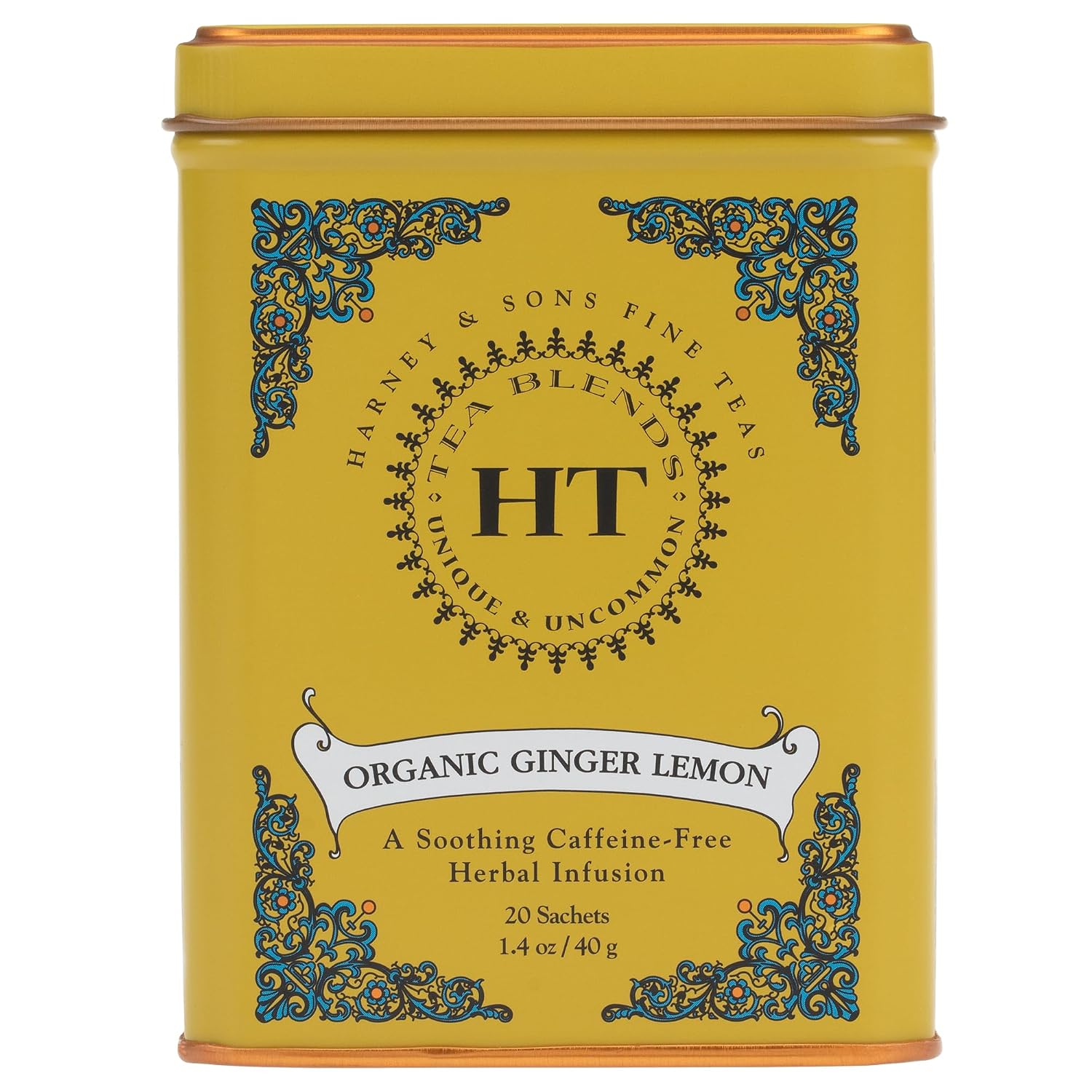 Harney & Sons HT Organic Supreme Green Tea, 20 Sachets, Tea Tin | Organic green tea with 20 sachets in a reusable tea tin. Caffeinated.