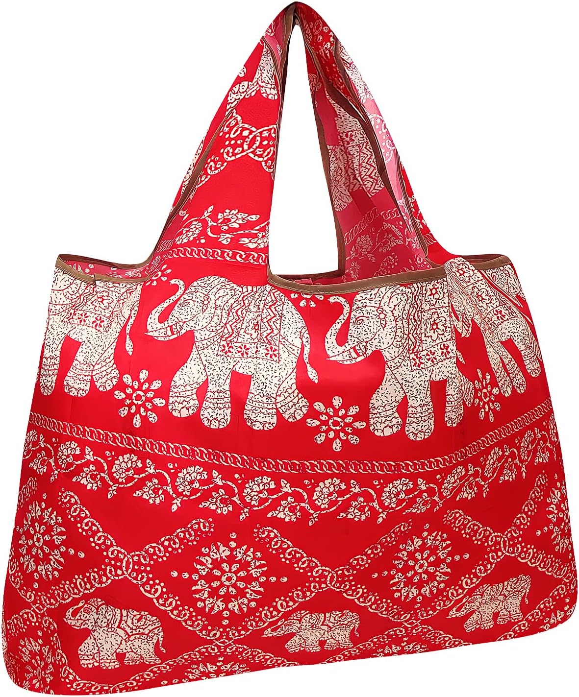 allydrew Large Foldable Tote Nylon Reusable Grocery Bags, Gray Ferns