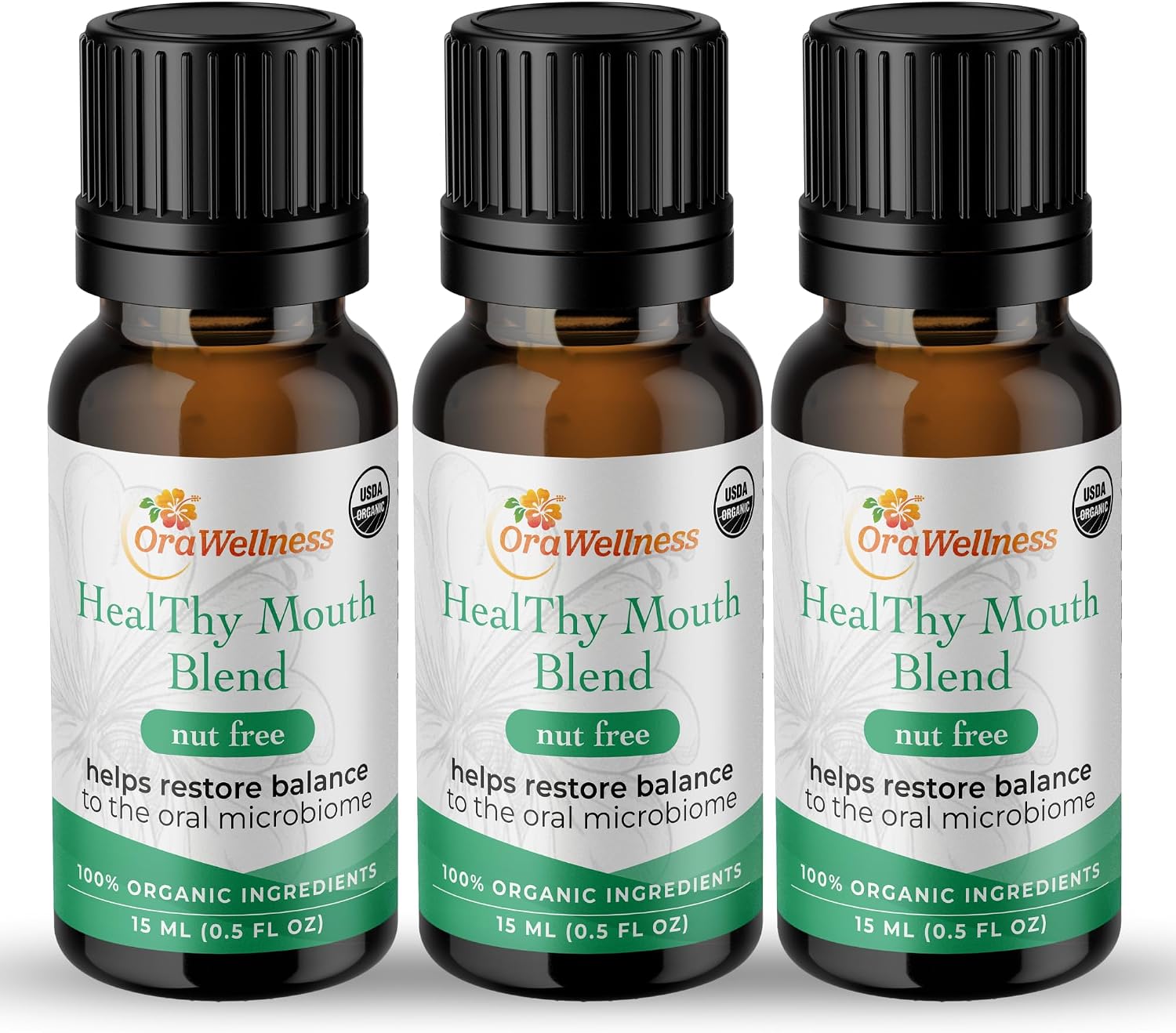 OraWellness Nut Free Healthy Mouth Blend Organic Tooth Oil, Fluoride Free | Made in the USA with Essential Oils, Natural Toothpaste & Mouthwash Alternative, Supports Healthy Mouth, Teeth & Gums, 3 Pack