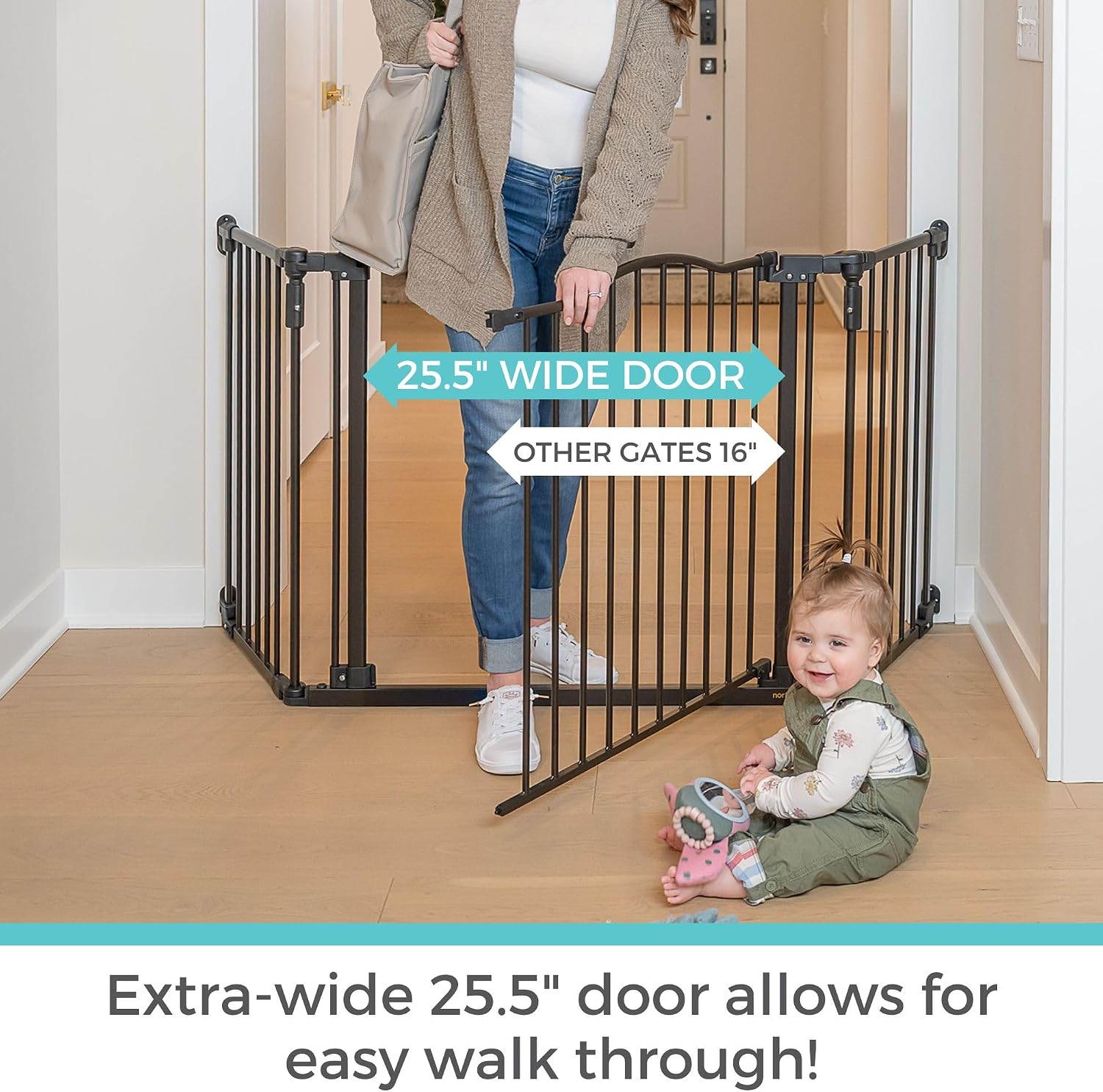 Toddleroo by North States - Deluxe Décor Safety Gate: Hardware Mounted Extra Wide Metal Baby Gate - Adjustable Child Gate - 38.3 to 72 Inches Wide - 30 Inches Tall - Matte Bronze