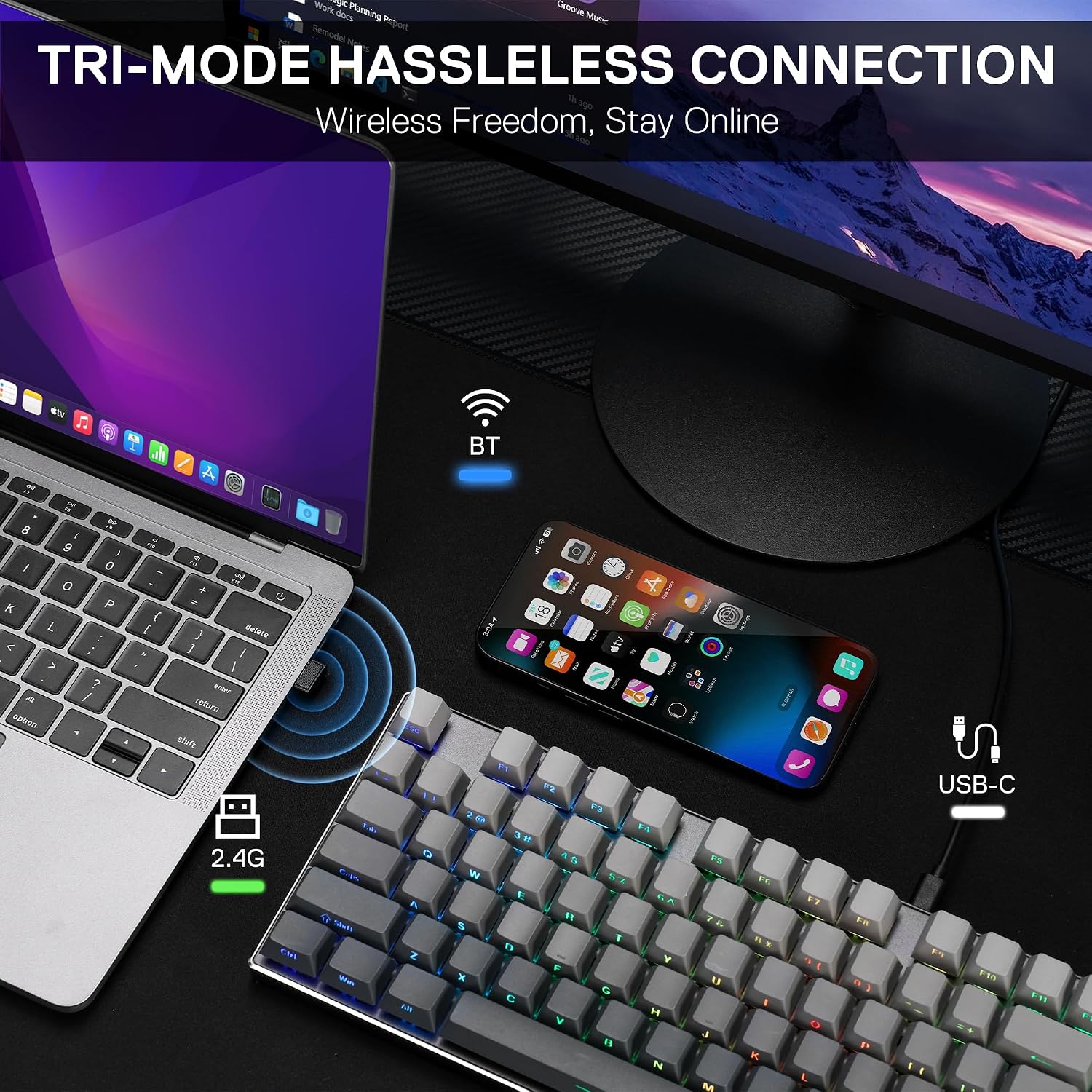 Redragon K556 Wired RGB Mechanical Gaming Keyboard, 104-Key Aluminum Board | Rock-Solid Metal Build, 20 Backlits Immersive ESports Vibe, Hot-swap Comfortable Tactile Brown Switch for Long-Time Typing