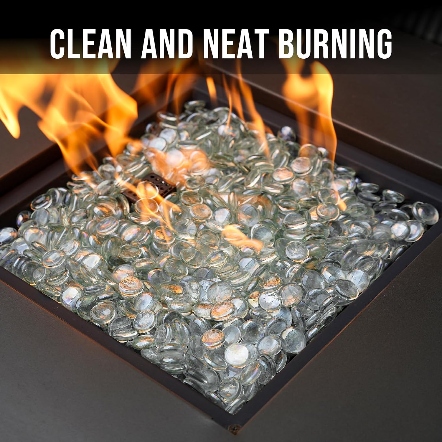 Skyflame 10-Pound Fire Glass Beads for Fire Pit Fireplace, Onyx Black