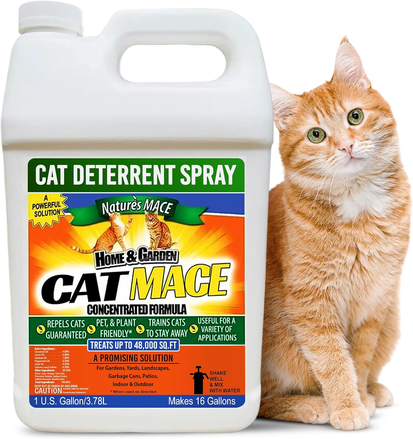 Nature's Mace Cat Mace Cat Repellent 40 oz Spray | Deterrent for Urine Marking, Keep Cats Away for Outdoor & Indoor Use, Scratching, Flowerbeds, Yards, Pets, Garden.
