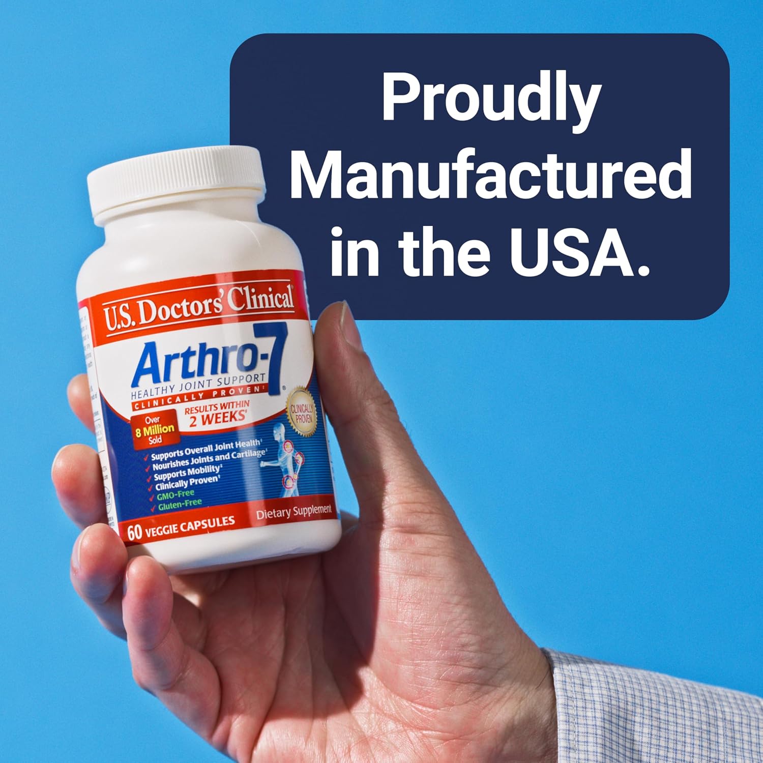 U.S. Doctors' Clinical Arthro-7 Joint Support Supplement - 60 Capsules | Clinically proven AR7 blend with turmeric, collagen, MSM & bromelain for healthy joints and mobility.* 60 capsules.