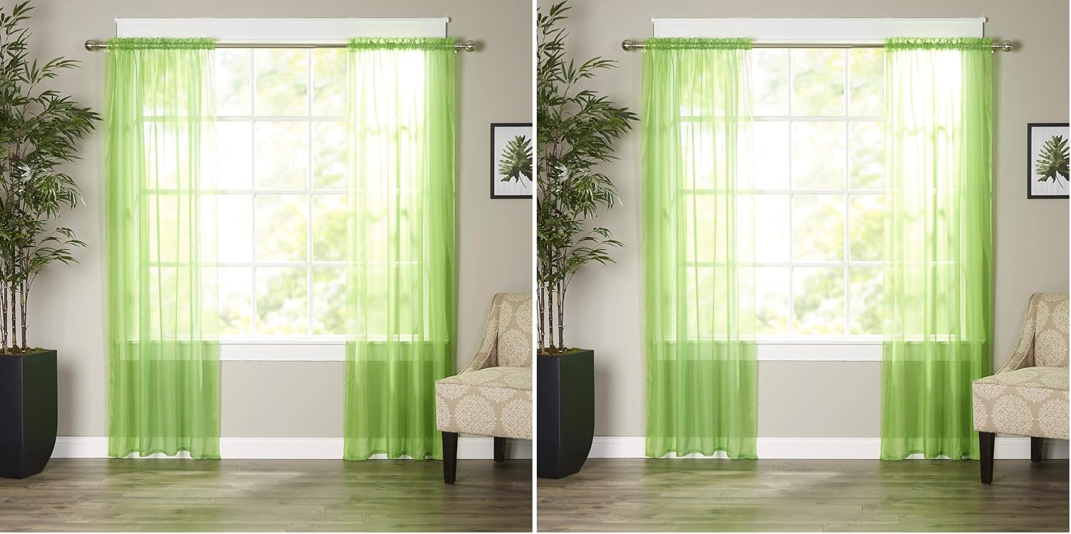 Elegant Comfort Luxury Sheer Curtains, Window Treatment Curtain Panels with Rod Pocket for Kitchen, Bedroom and Living Room (55 x 216-inches Long)