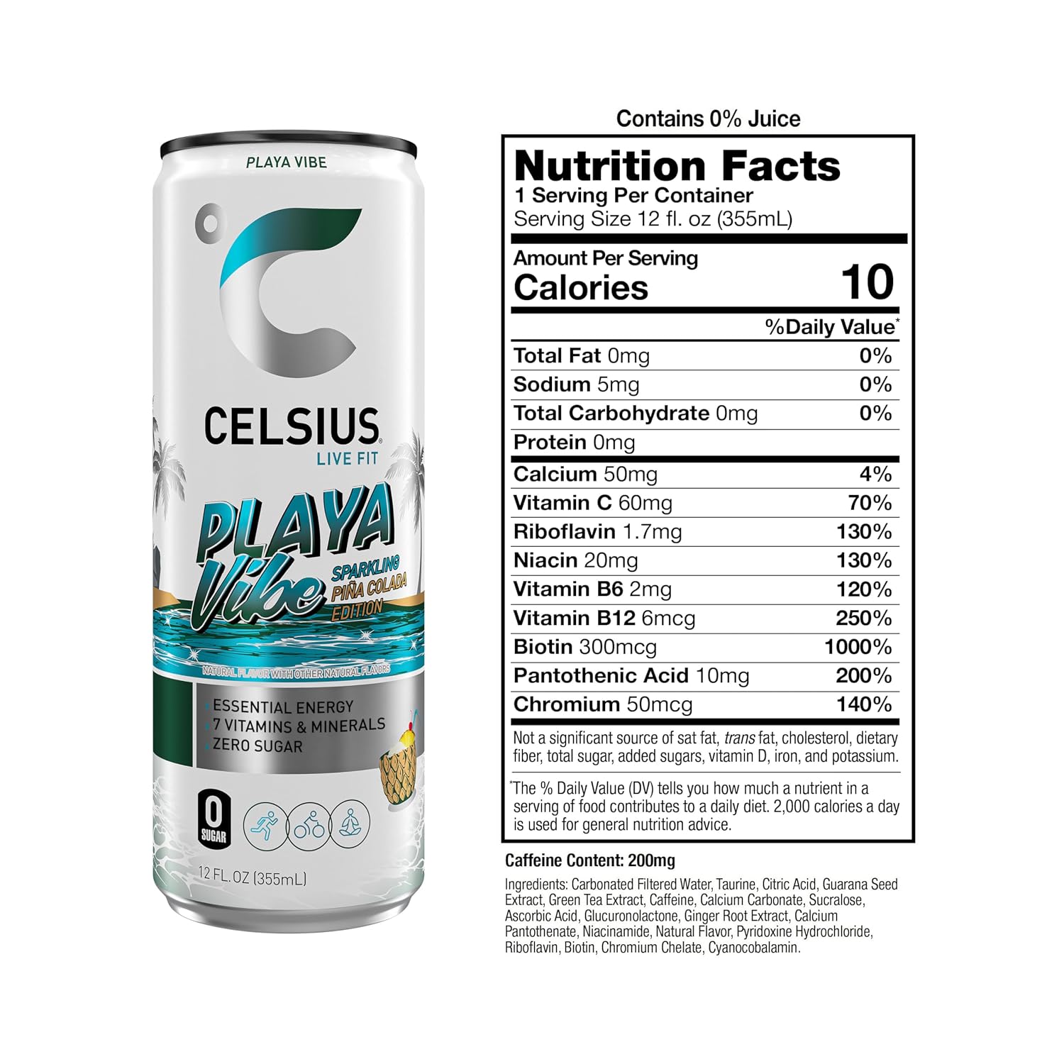 CELSIUS PEACH VIBE Sparkling White Peach, Sugar Free Energy Drink, 12 Fl Oz (Pack of 12)
