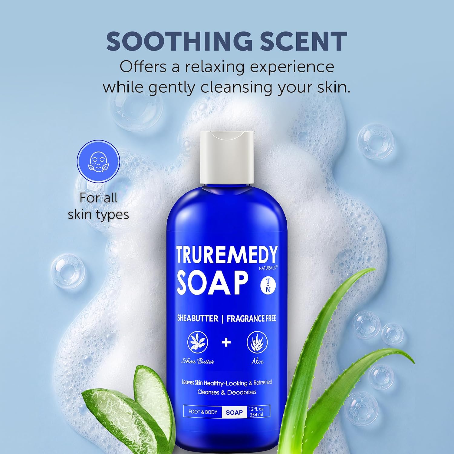 Truremedy Naturals 12 oz Tea Tree Oil Body Wash - Invigorating Tea Tree Soap with Peppermint, Aloe, Eucalyptus, Coconut and Olive Oil - Refreshing Body Wash for Men and Women - Shower Gel Cleanser