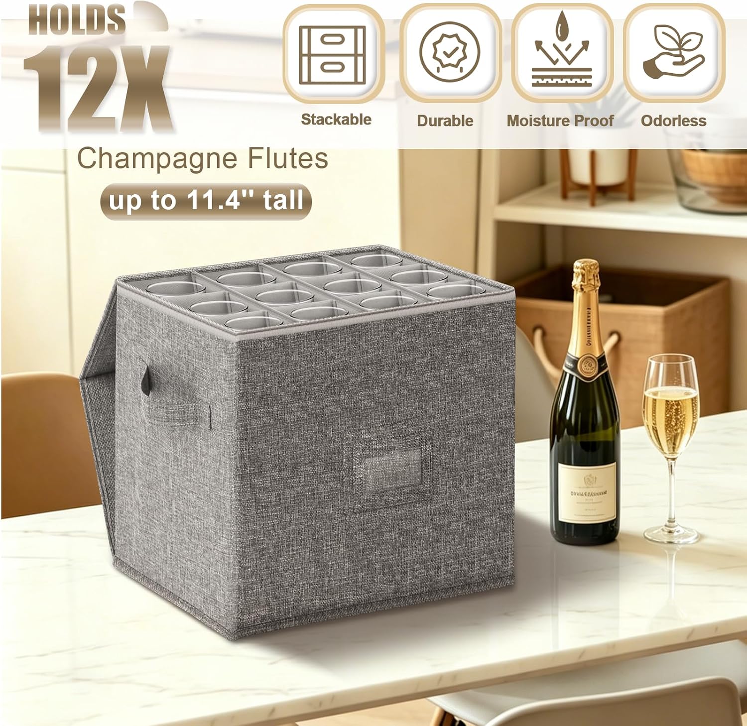 4PCS China Storage Containers, Hard Shell Dish Storage Containers w/ Felt Dividers, Quilted Plate Storage Cases for 12 Place Setting Charger Plates Dinnerware, Stackable Moving Boxes for Dishes
