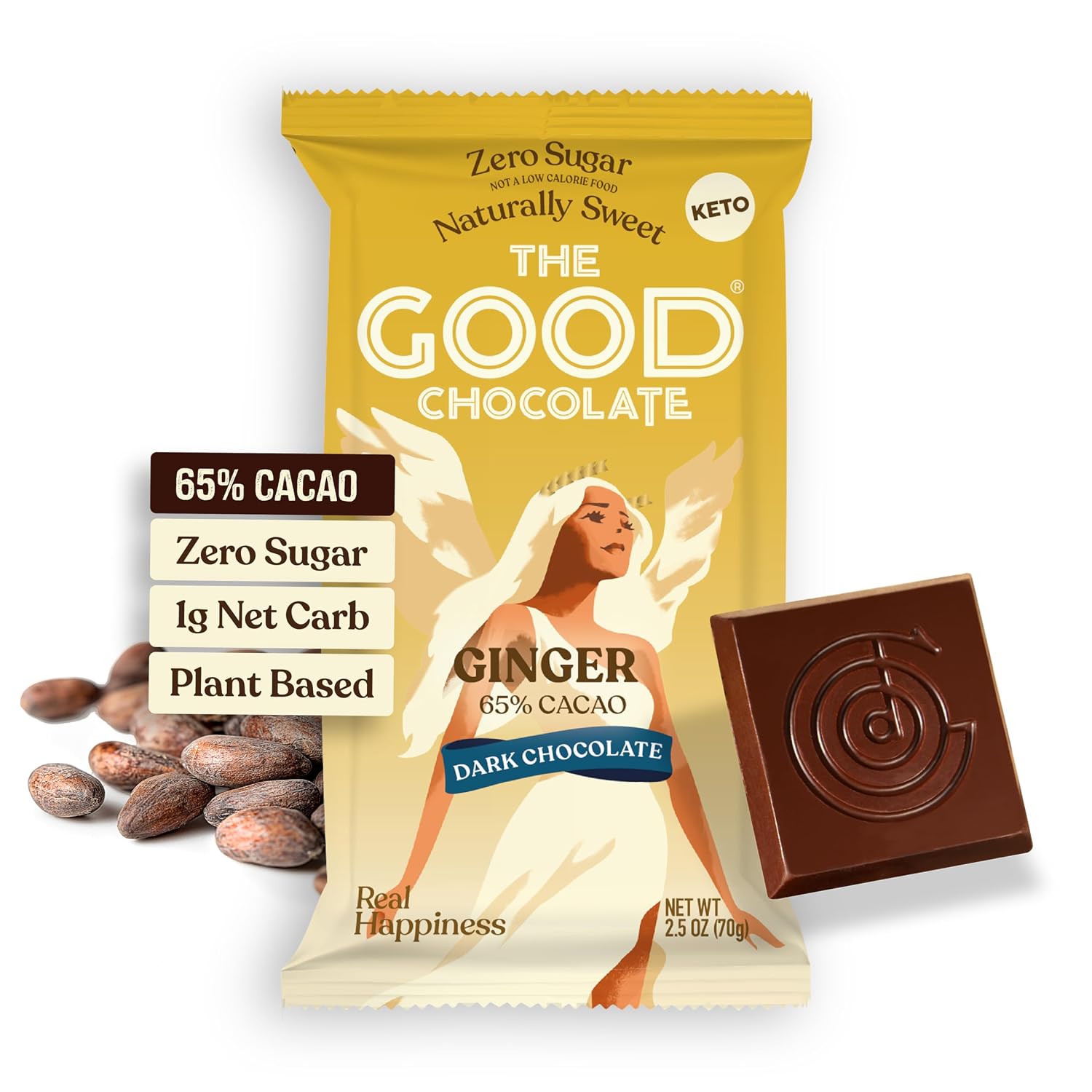 THE GOOD CHOCOLATE – Dark Chocolate Bars with Zero Sugar & Lower Net Carbs – Keto Chocolate Bar with Lower Calories, All Natural and Non-GMO Keto Snacks, 2.5 oz (6 Bars Value Pack)