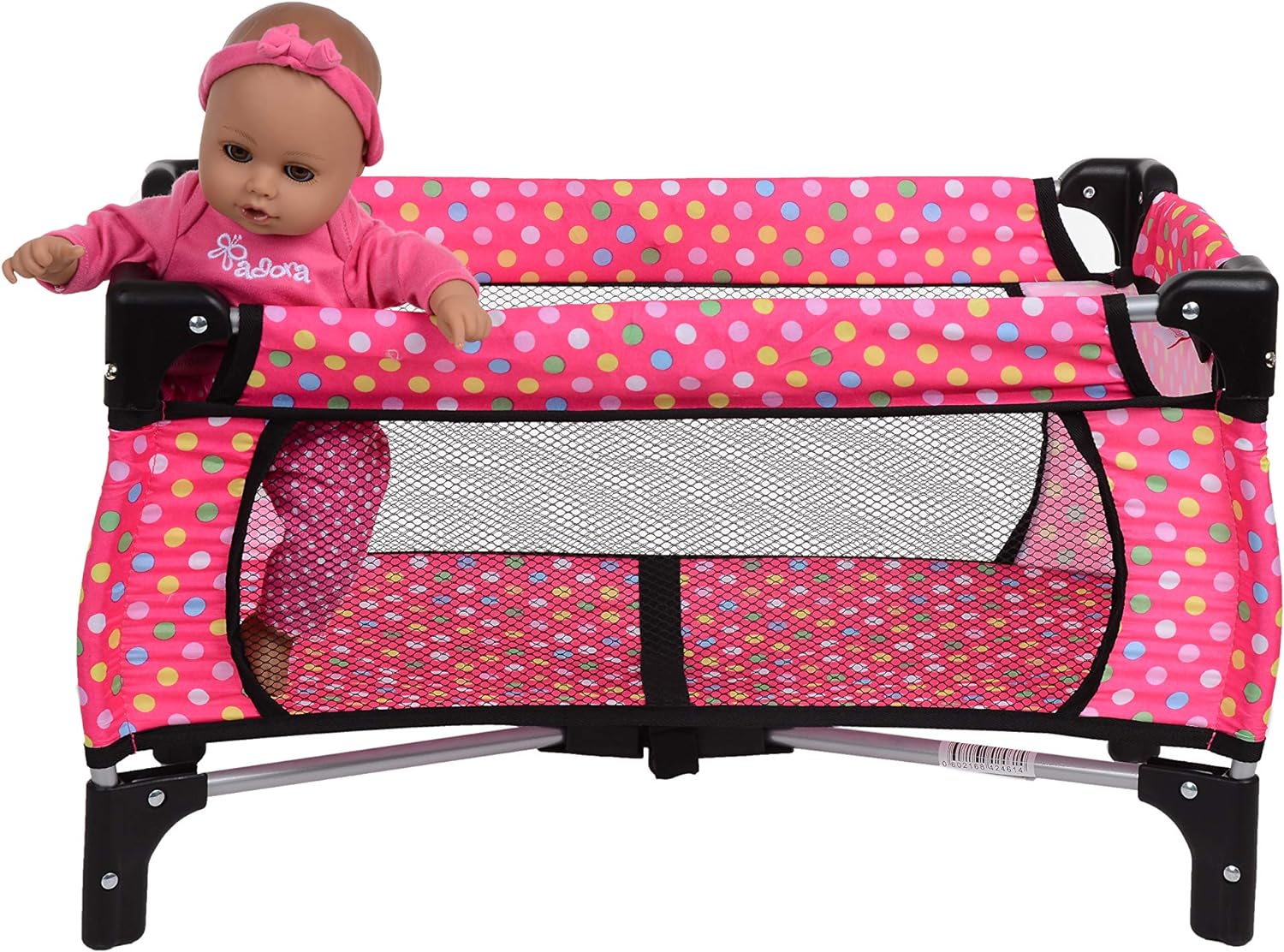 fash n kolor 4 Piece Baby Doll Play Set Flower Design Includes - Foldable Pack N Play, Baby Doll Stroller, Baby Doll High Chair, Infant Seat, Fits Up to 18'' Doll 4 Piece Doll Accessories Set