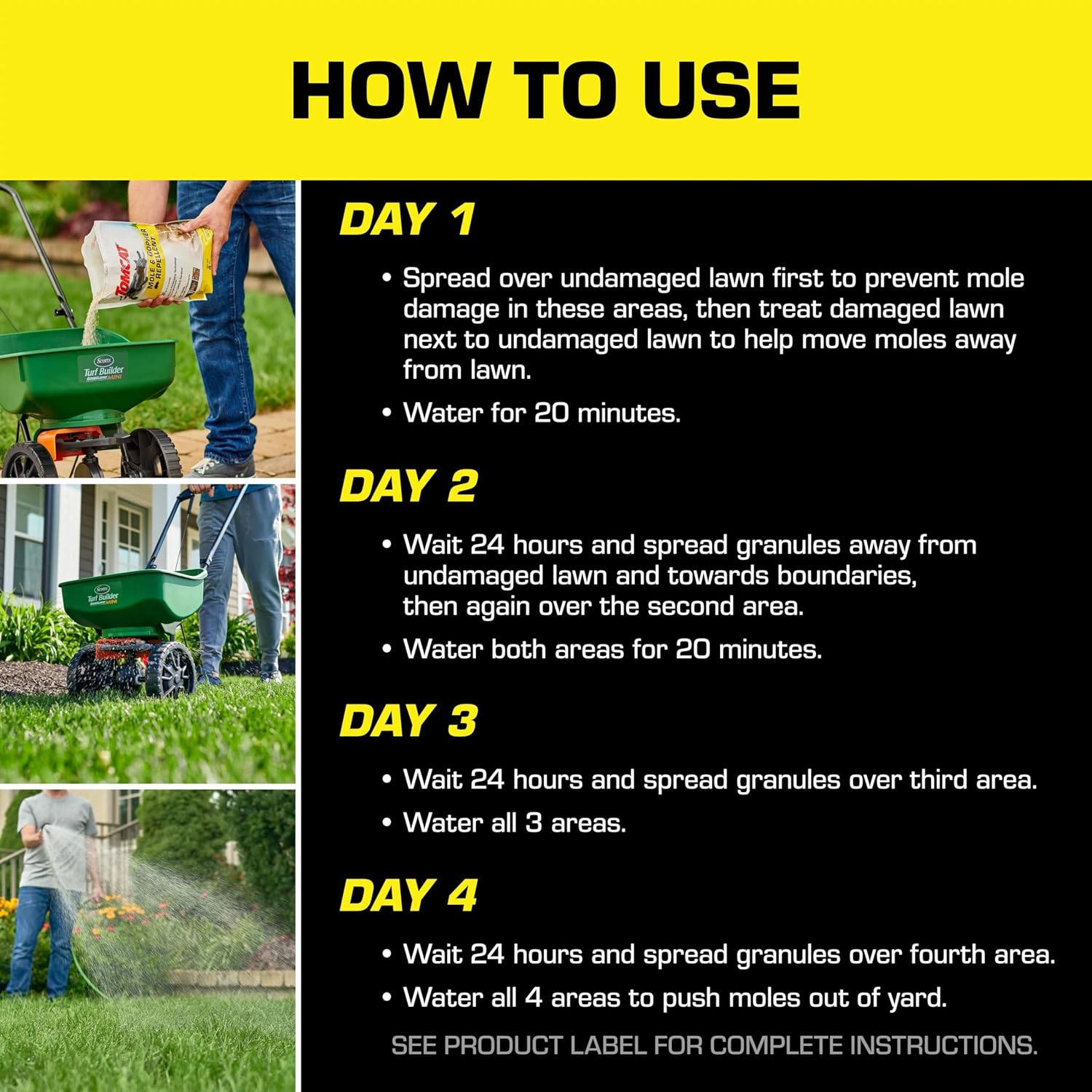 Tomcat Mole & Gopher Repellent Granules, 4 lbs. | Mole Repellent Granules Formulated with Castor Oil, For Lawns