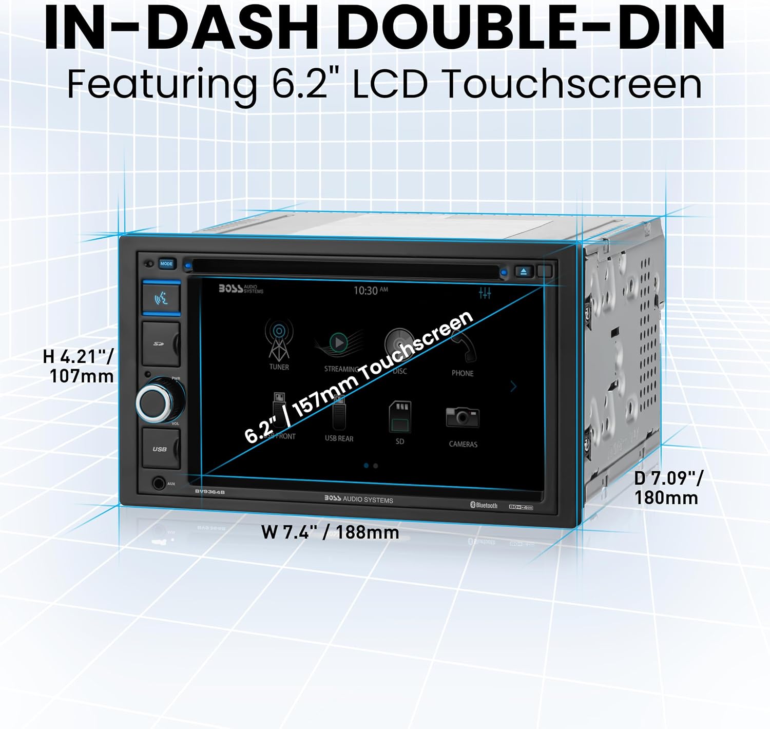 BOSS Audio Systems BV9364B Car Stereo, Hands-Free Calling, Double DIN