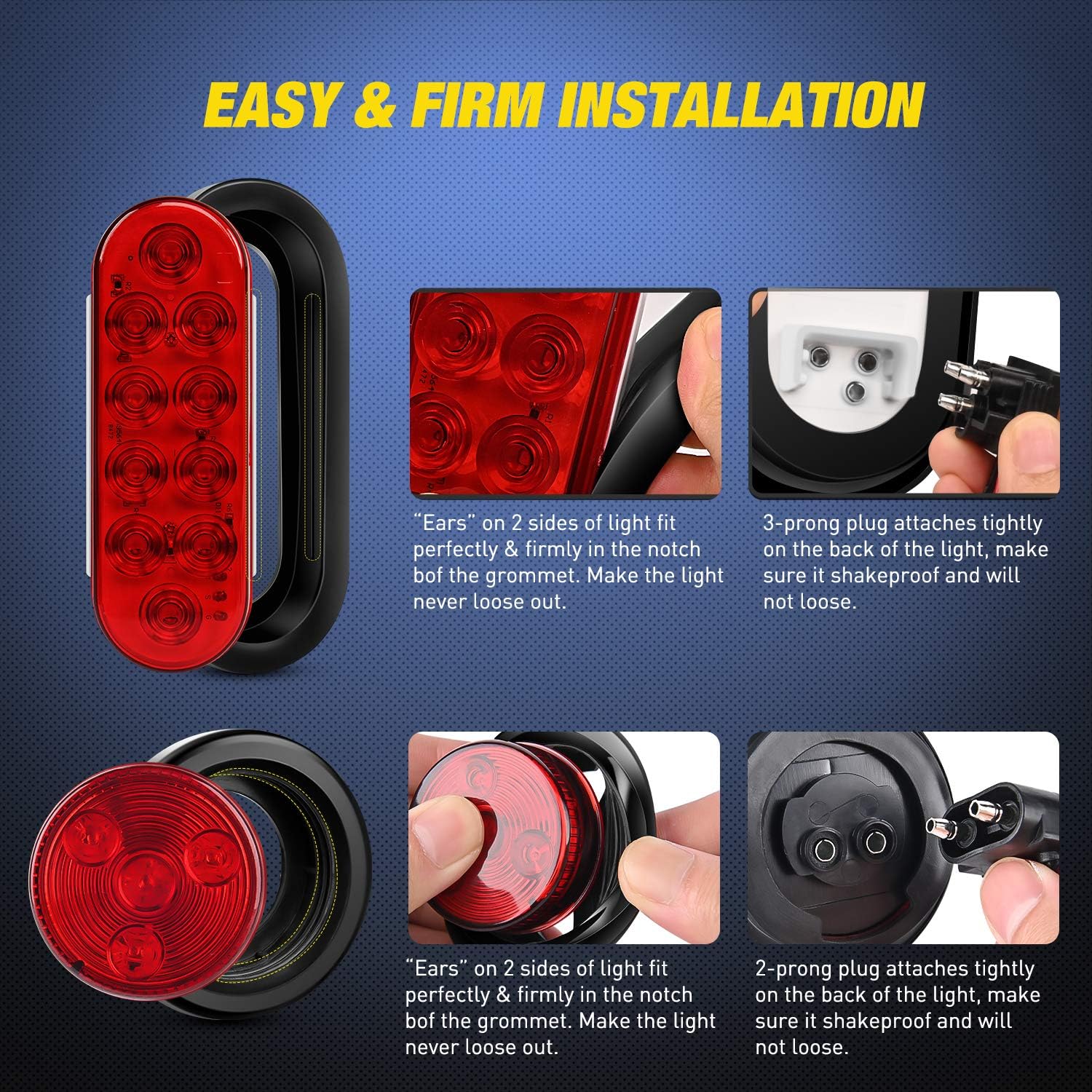 Nilight Steel Weld-On Trailer Light Box Kit with 6 Inch Oval LED Tail Light