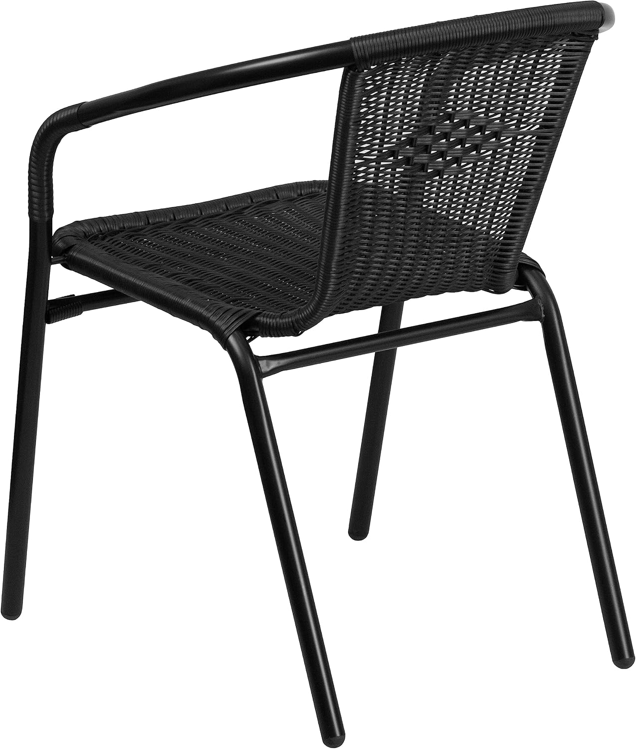 Flash Furniture Lila Modern Rattan Indoor/Outdoor Stackable Dining Chairs, Stacking Rattan Bistro Chairs for Patio or Restaurant, Set of 4, Brown | Commercial Grade, Indoor/Outdoor Use