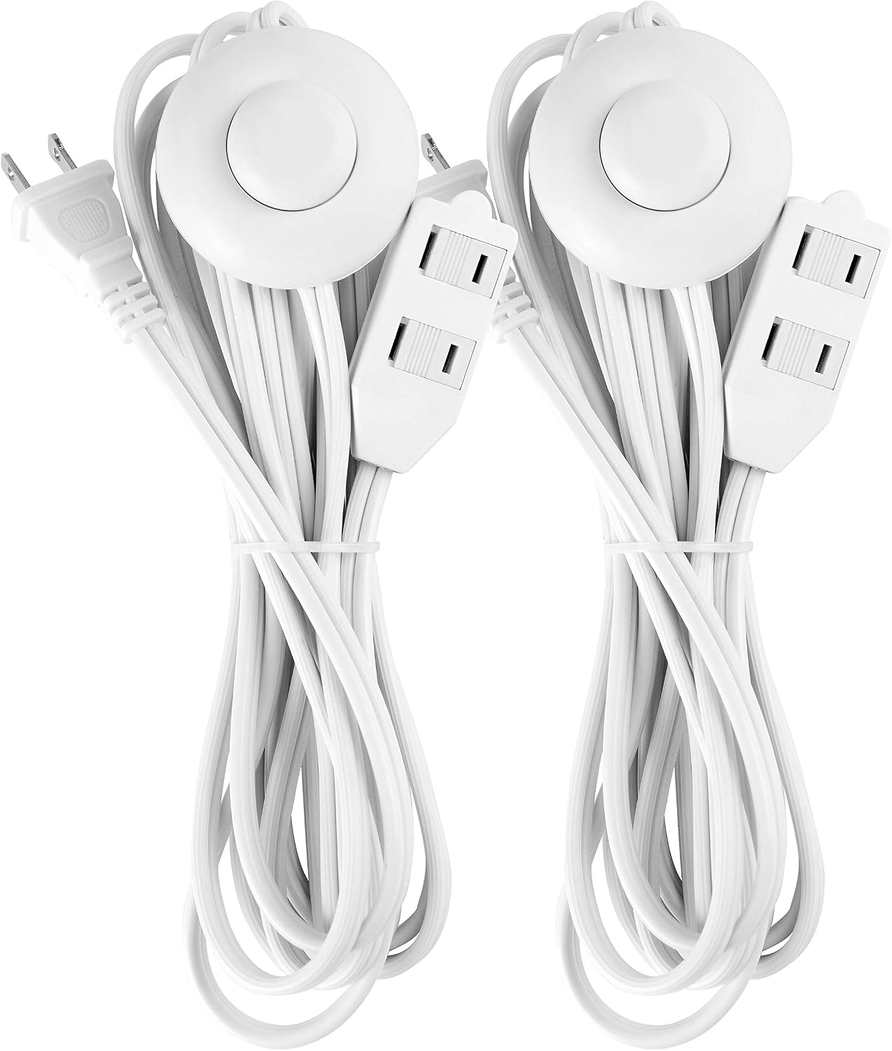 2 Pack 12 Feet 3 Outlets with Hand/Foot Switch Extension Power Cord.