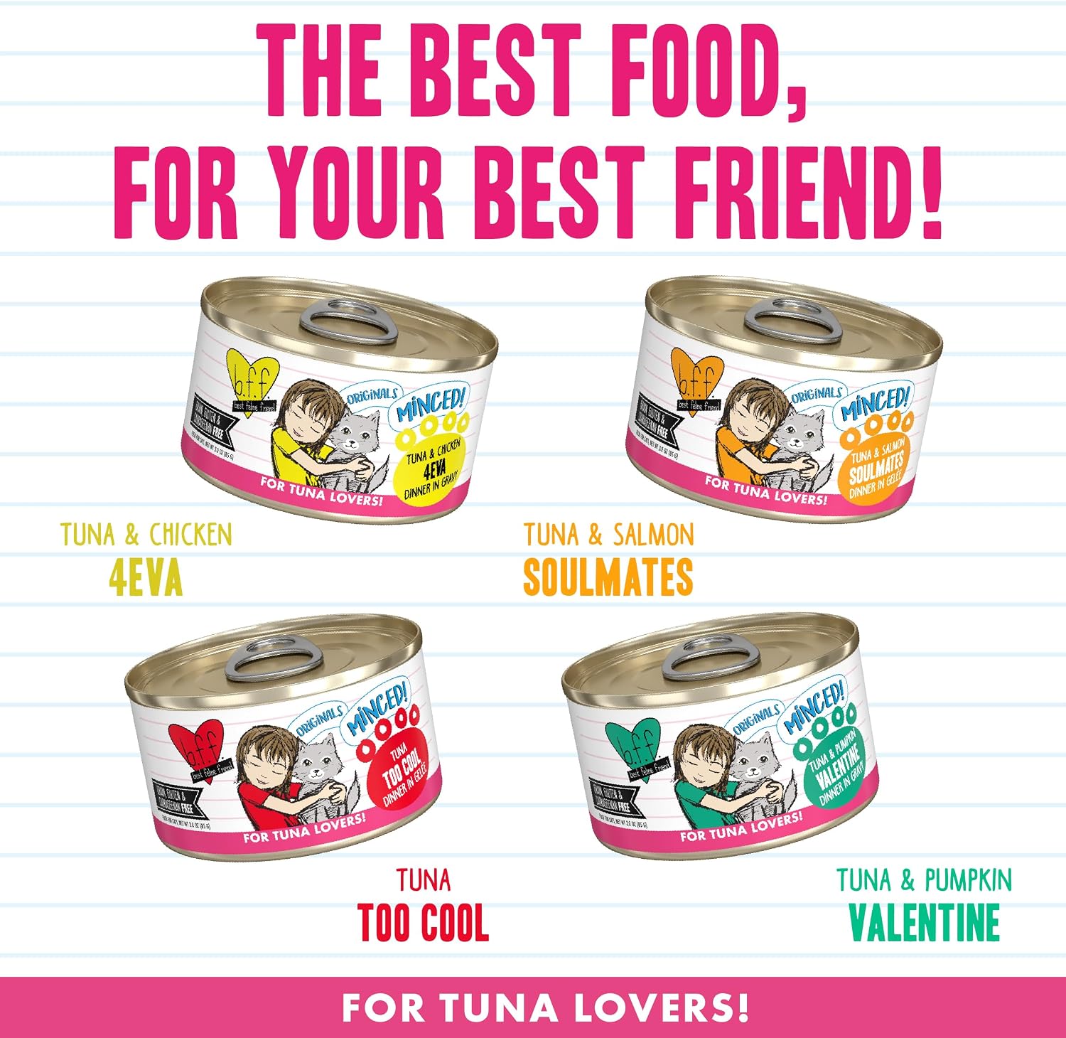 Weruva BFF Minced Natural Wet Cat Food, Batch O Besties Variety Pack, 5.5oz Can, Pack of 8