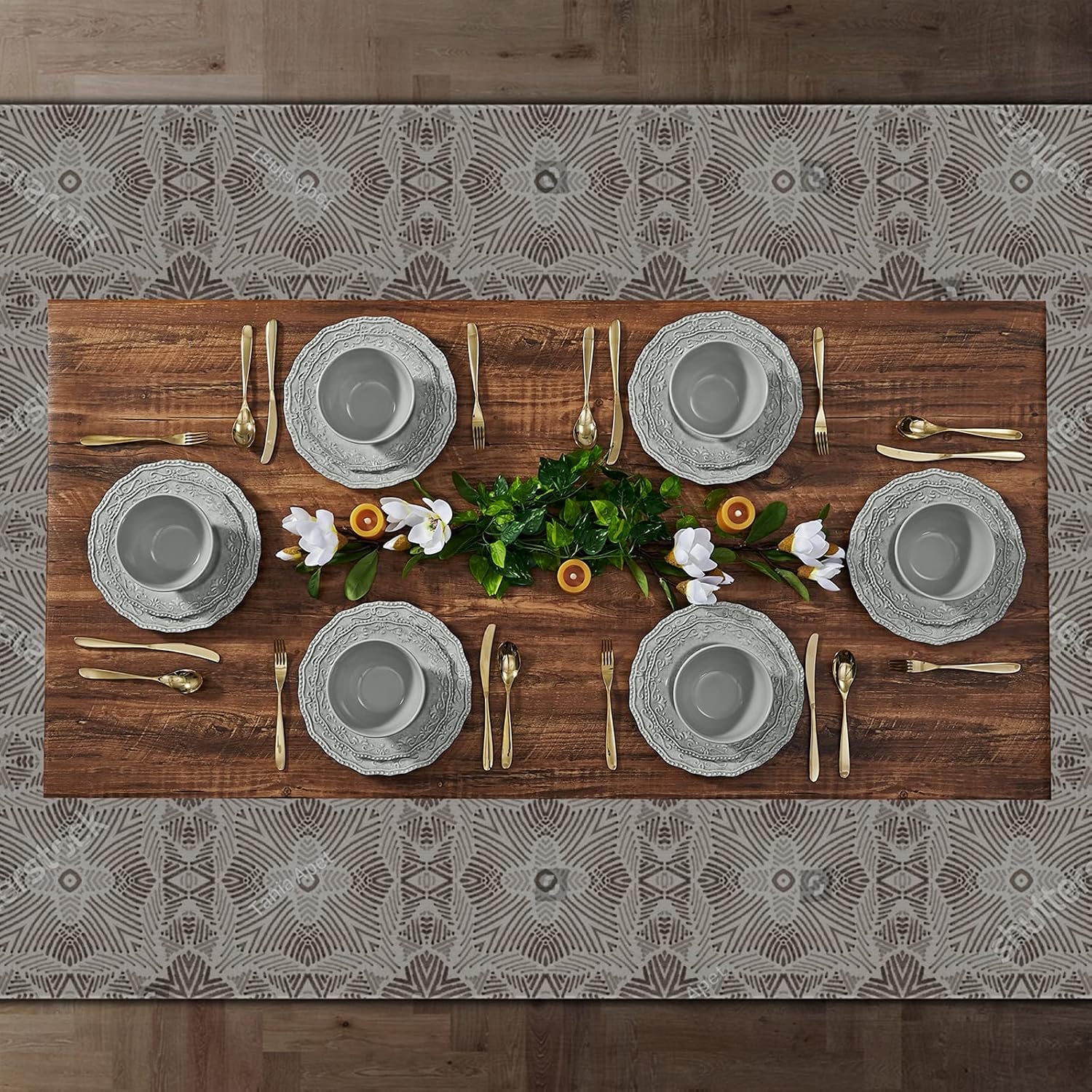 TP 18-Piece Dinnerware Set, Melamine Dishes Set with Bowls and Plates, Service for 6, Non-breakable Lightweight Dining Tableware, Teal