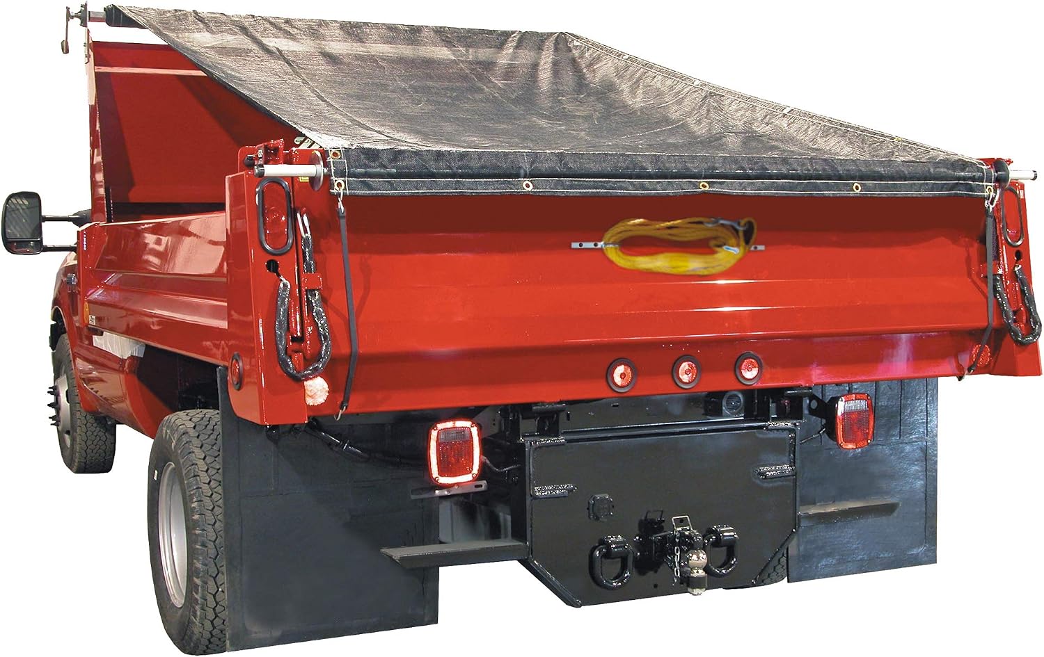 Buyers Products DTR7018 Aluminum Tarp System with Mesh Tarp, 7 x 18 Feet – Dump Body Tarp Kit, Dump Trailer Accessories, Heavy Duty Double-Stitched Hems, Brass Grommets, Telescoping Roller