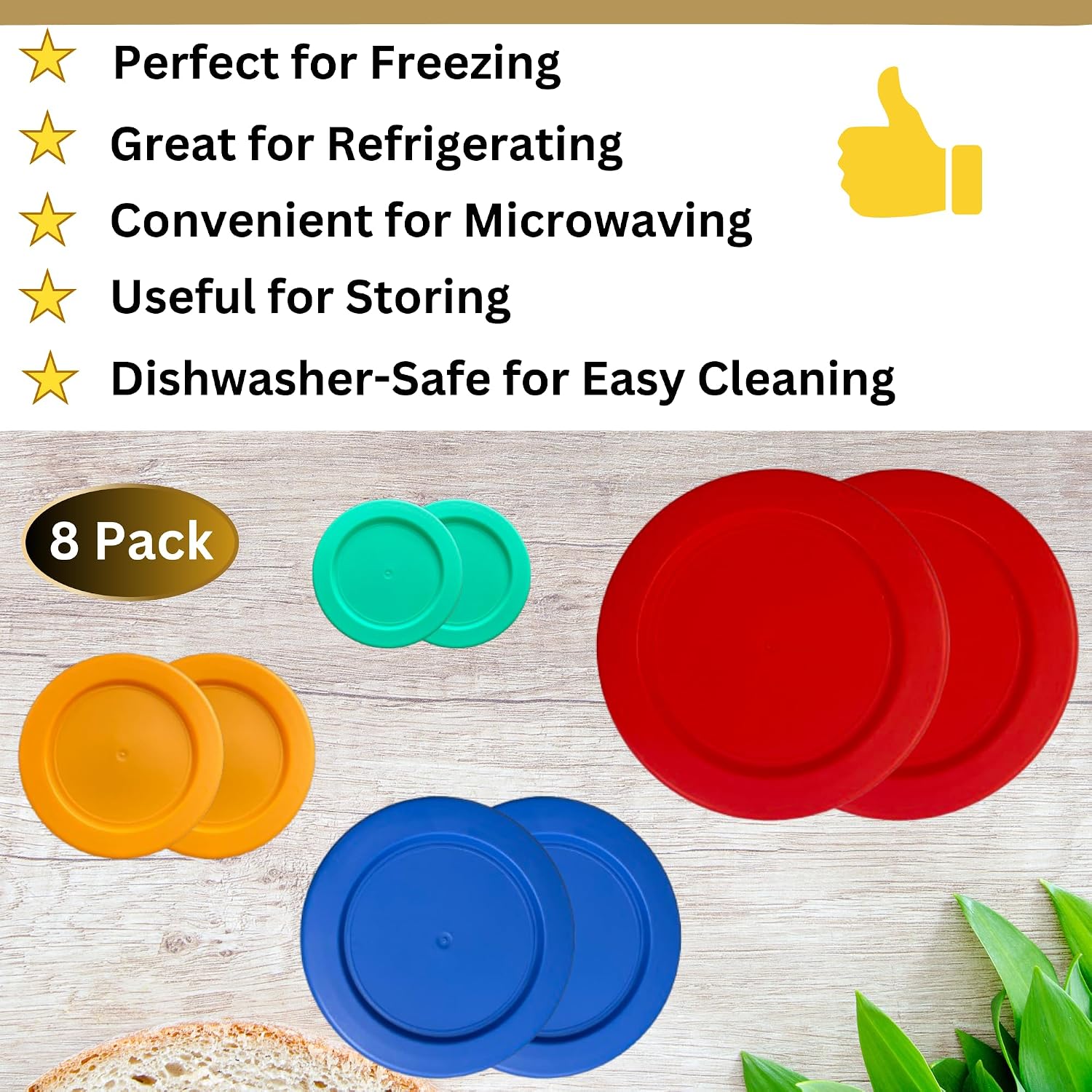 1, 2, 4 & 7 Cup Green, Orange, Blue, Red Replacement Lids/Covers for Pyrex