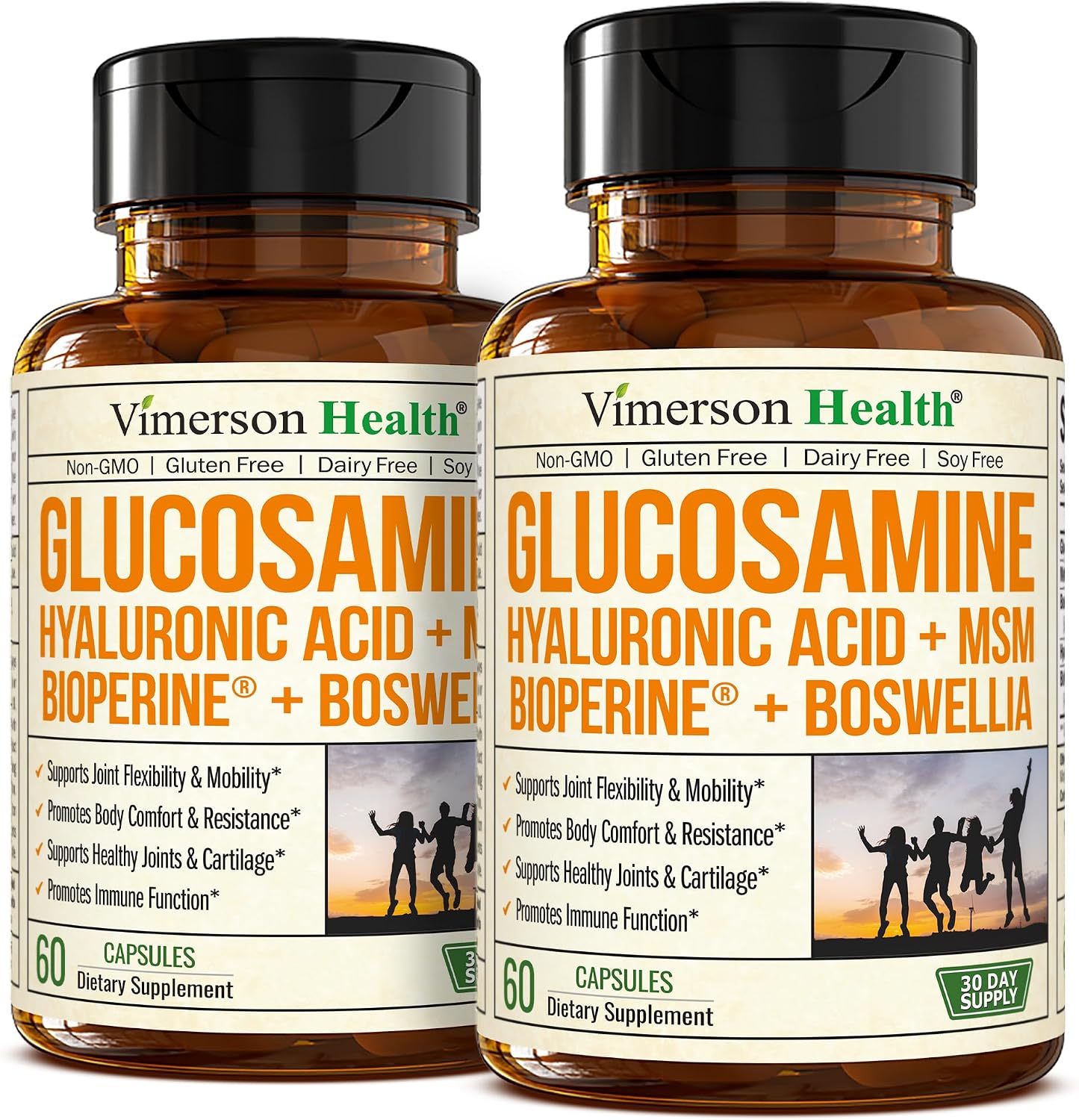 Joint Support Supplement with Glucosamine Sulfate, Hyaluronic Acid, Boswellia & MSM – Supports Joint Health, Mobility & Bone Strength – for Daily Use – FSA Eligible 60 Capsules