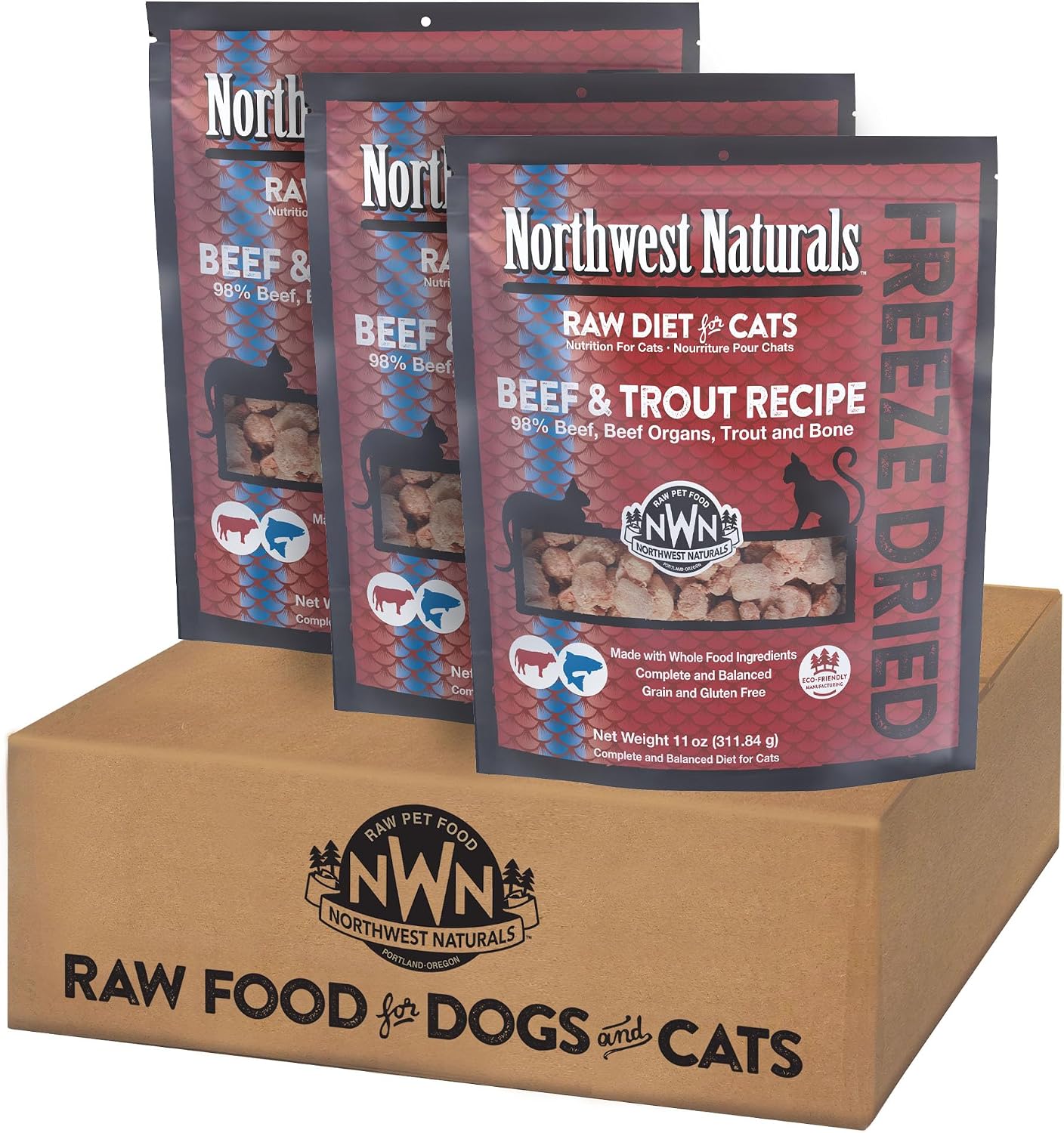 Northwest Naturals Freeze-Dried Turkey Cat & Kitten Food – Bite-Sized Nibbles – Healthy, Limited, Human-Grade Ingredients, All-Natural, High-Protein Raw Diet – Complete & Balanced, Made in USA, 11 oz