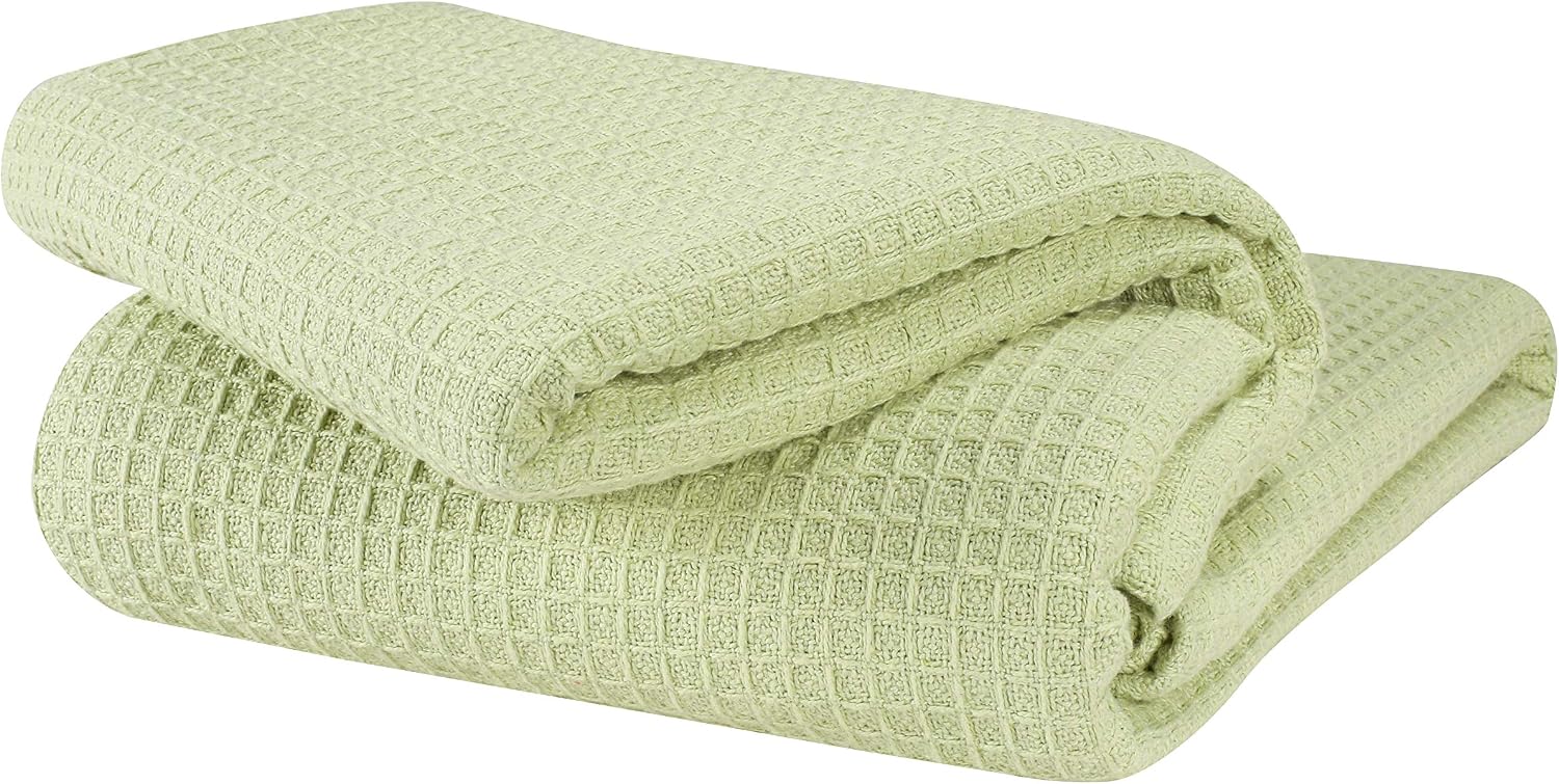 Glamburg 100% Cotton Thermal Bed Blanket, Soft Waffle, Queen Size, All Season, Navy Blue