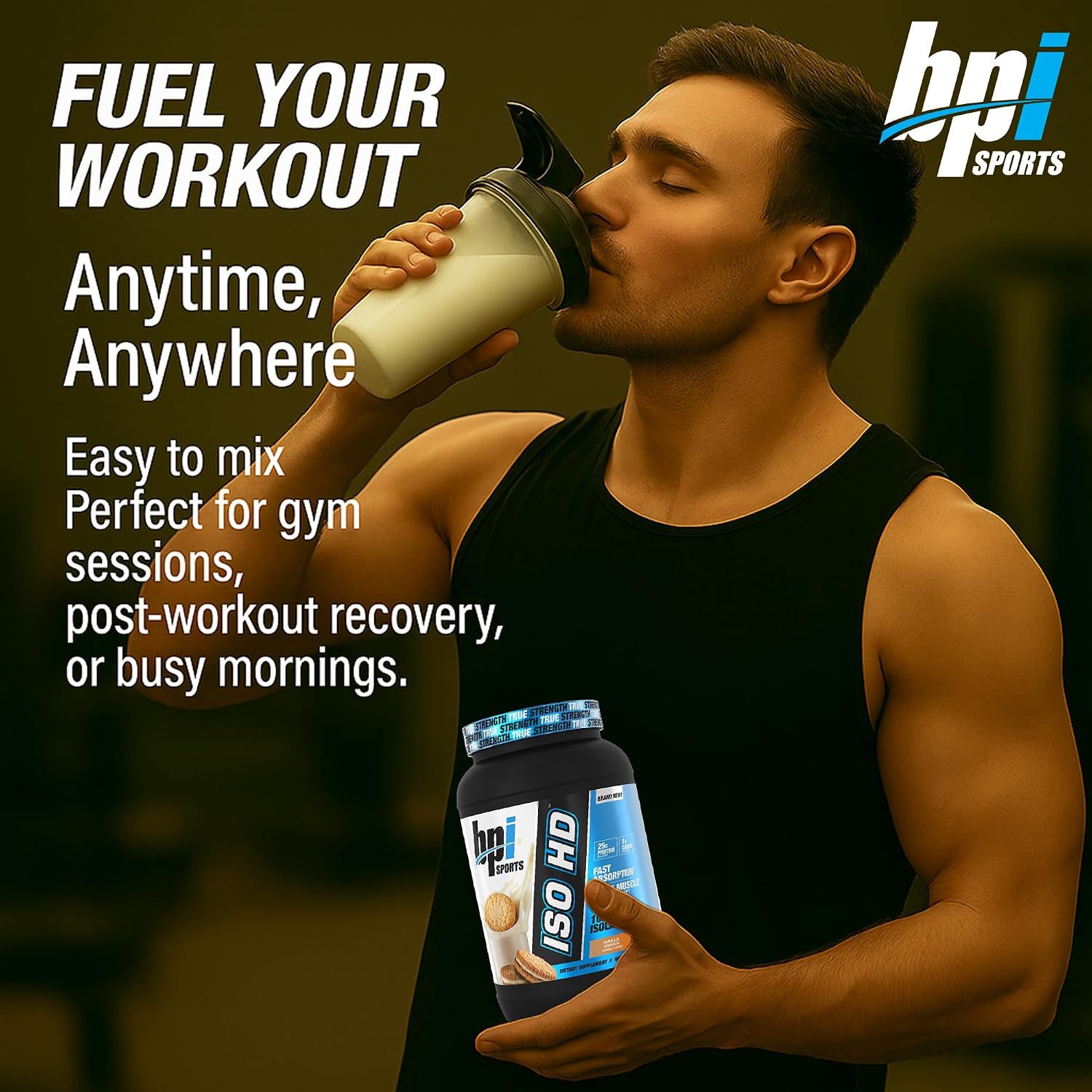 BPI Sports ISO HD Isolate Protein Powder – 100% Whey Isolate, Protein Powder for Muscle Gain - Chocolate Brownie, 5.4 Pounds - 69 Servings