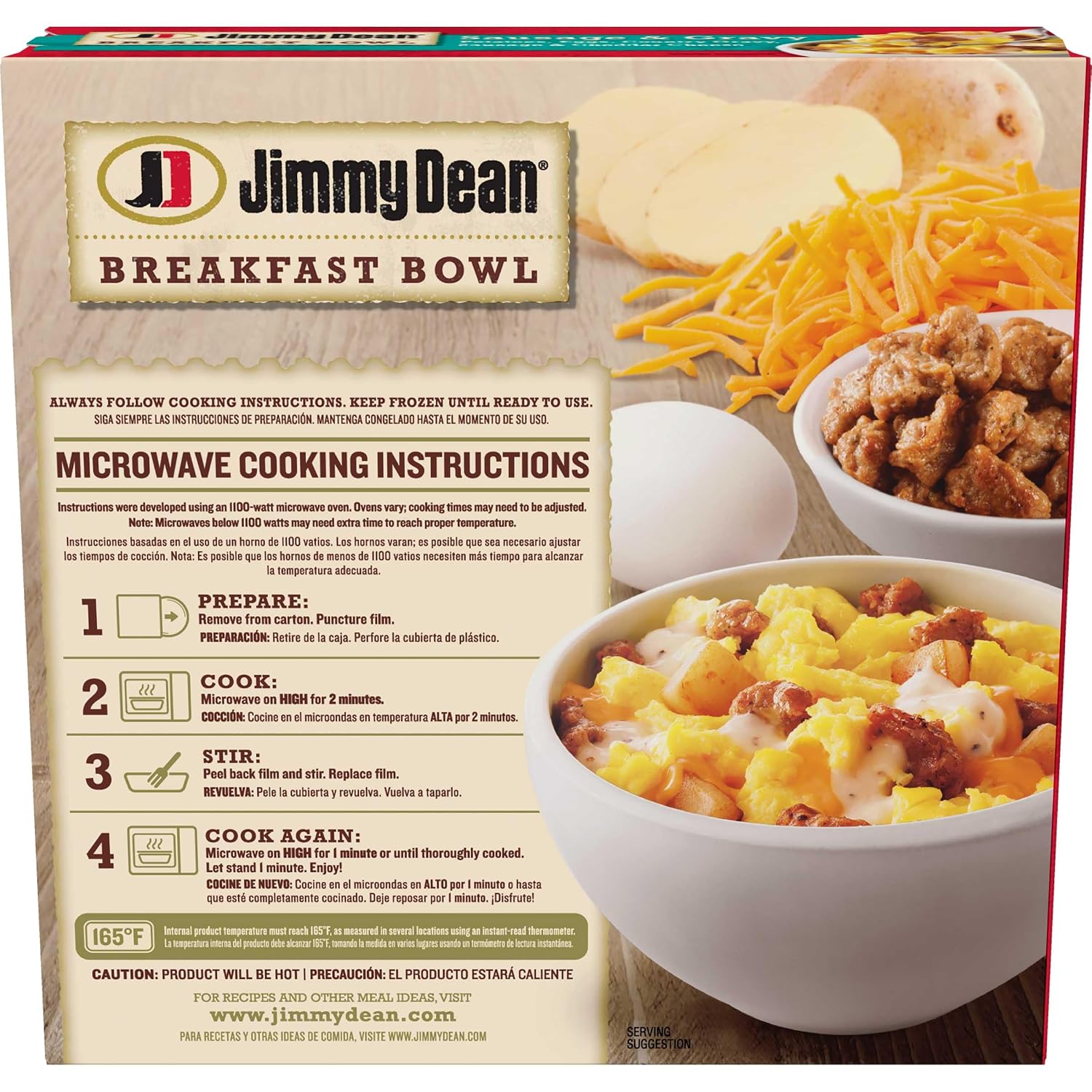 Jimmy Dean Country Gravy Sausage and Cheddar Potatoes and Egg Breakfast Bowl, 7 Ounce -- 8 per case.