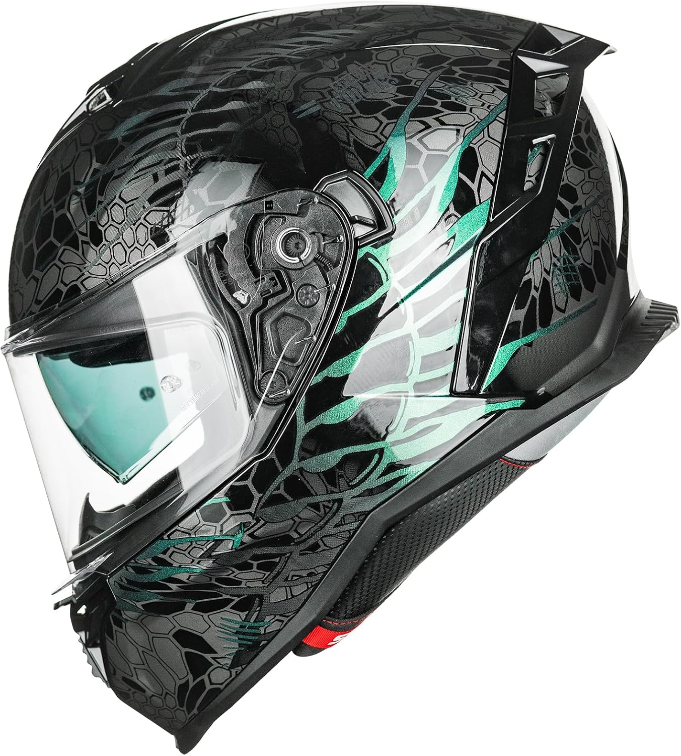 ILM Motorcycle Helmets DOT ECE Dual Visor Street Racing Helmet Full Face Powersports Cascos for Men Women Model MF567(Cobra Camaleon Gold, L)