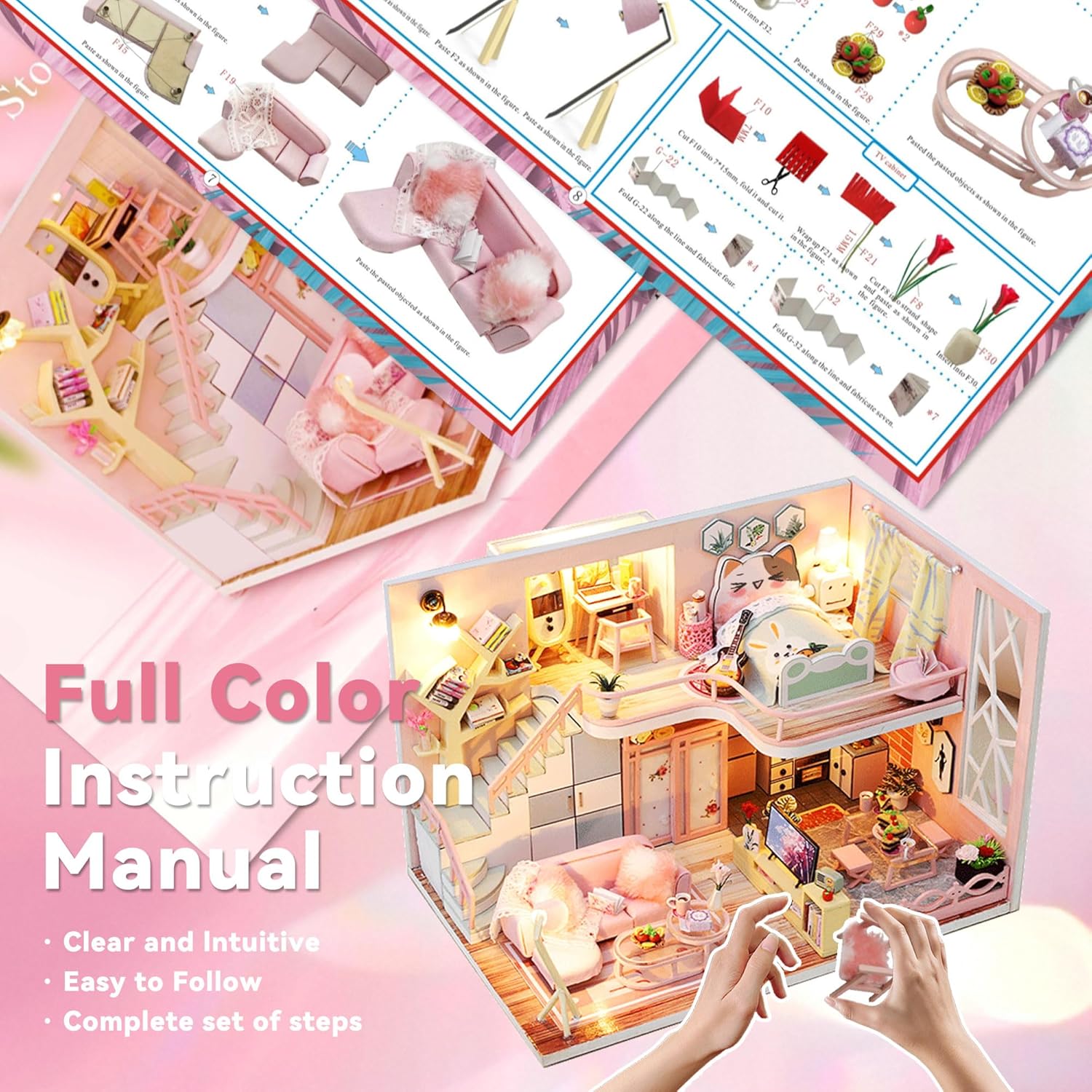 Flever Dollhouse Miniature DIY House Kit Creative Room with Loft Apartment Scene for Romantic Artwork Gift (Tranquil Life)