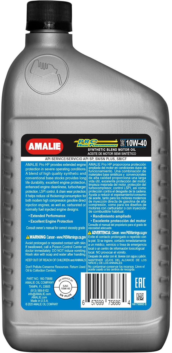 Pro High Performance Synthetic Blend 15W-50 Motor Oil (160-75636-56) 1 Quart Bottle, Pack of 12 | Made in USA