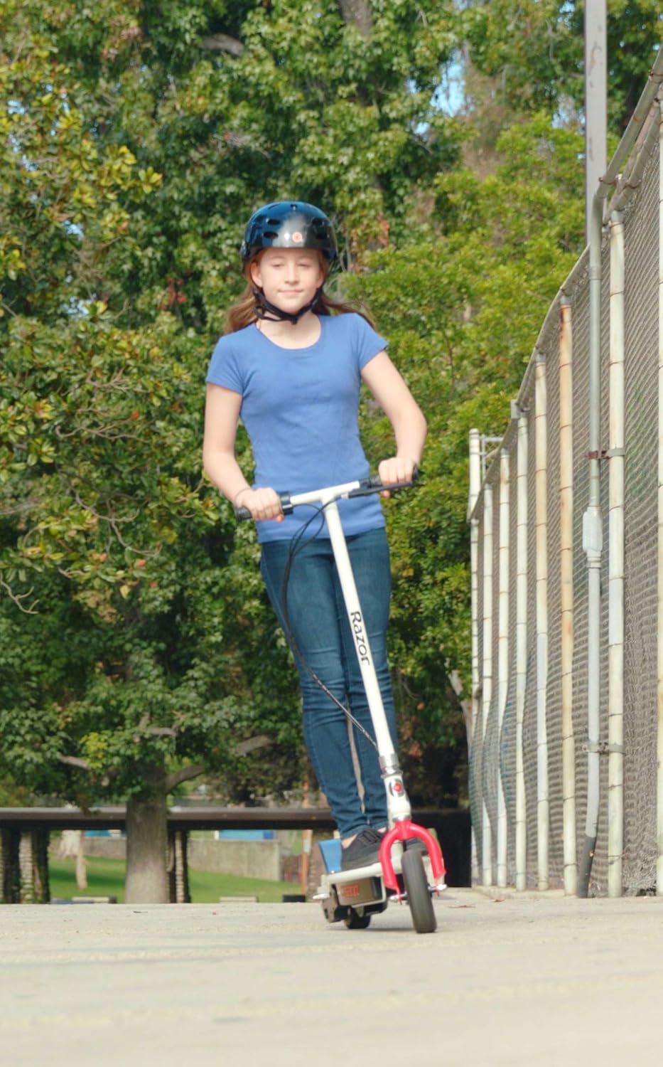 Razor E200 Electric Scooter for Kids Ages 13+ - 8" Pneumatic Tires, 200-Watt Motor, Up to 12 mph and 40 min of Ride Time, for Riders up to 154 lbs