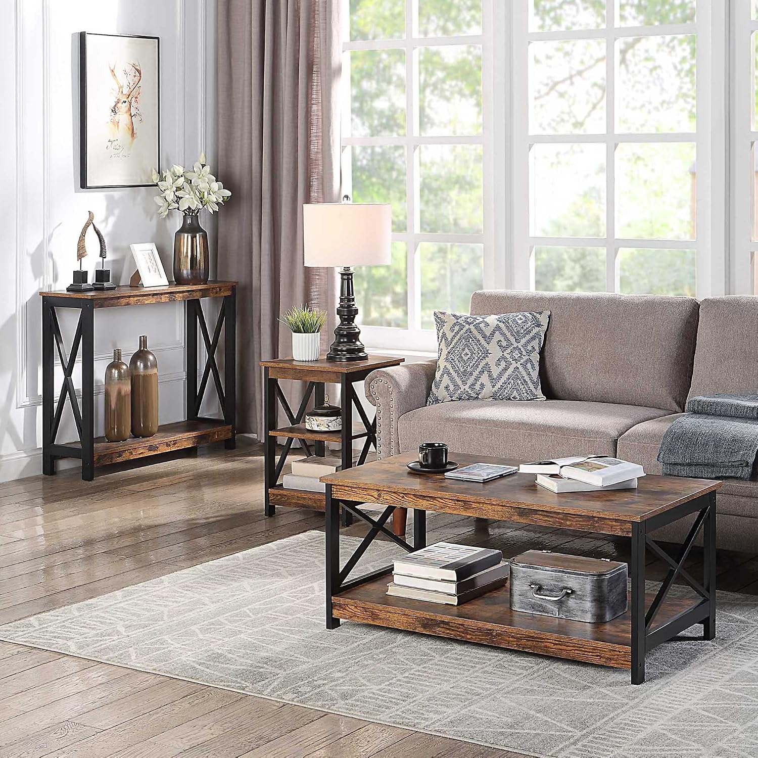 Convenience Concepts Oxford End Table 15.75" - Modern Living Room Table with Storage Shelves, Transitional Nightstand Side Table for Home Decor and Display, Espresso