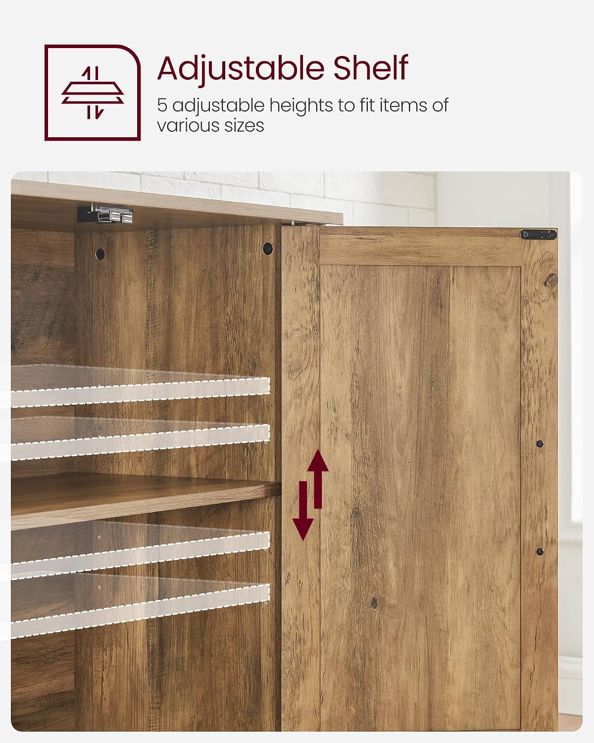 VASAGLE LIRY Collection - Storage Cabinet, Buffet Cabinet, Sideboard, Credenza, with Adjustable Shelves, for Entryway, Rustic White and Honey Brown ULSC381W01