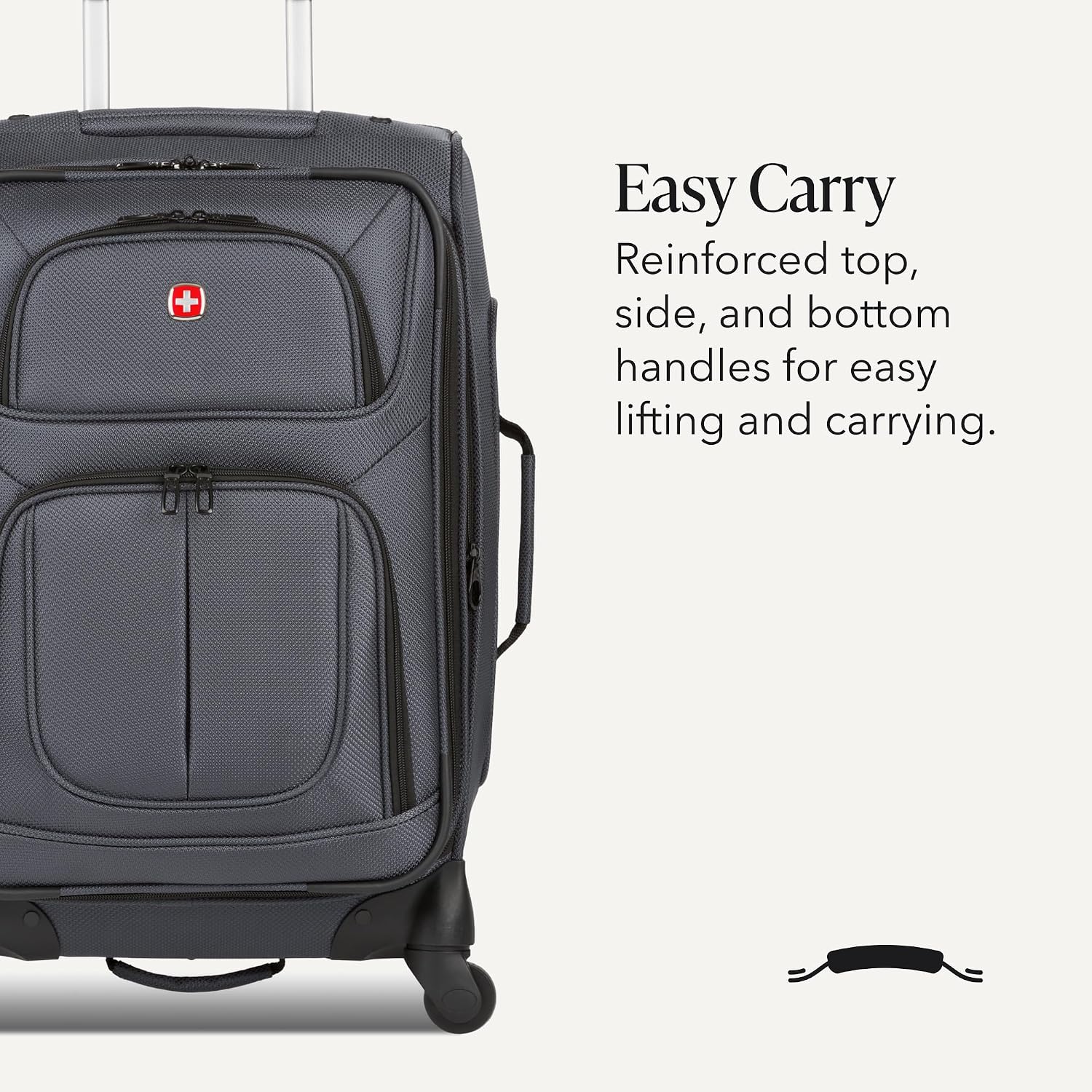 SWISSGEAR Sion Carry-On Spinner Luggage, Softside Expandable, Lightweight Suitcase, Dark Grey, 22.75-Inch
